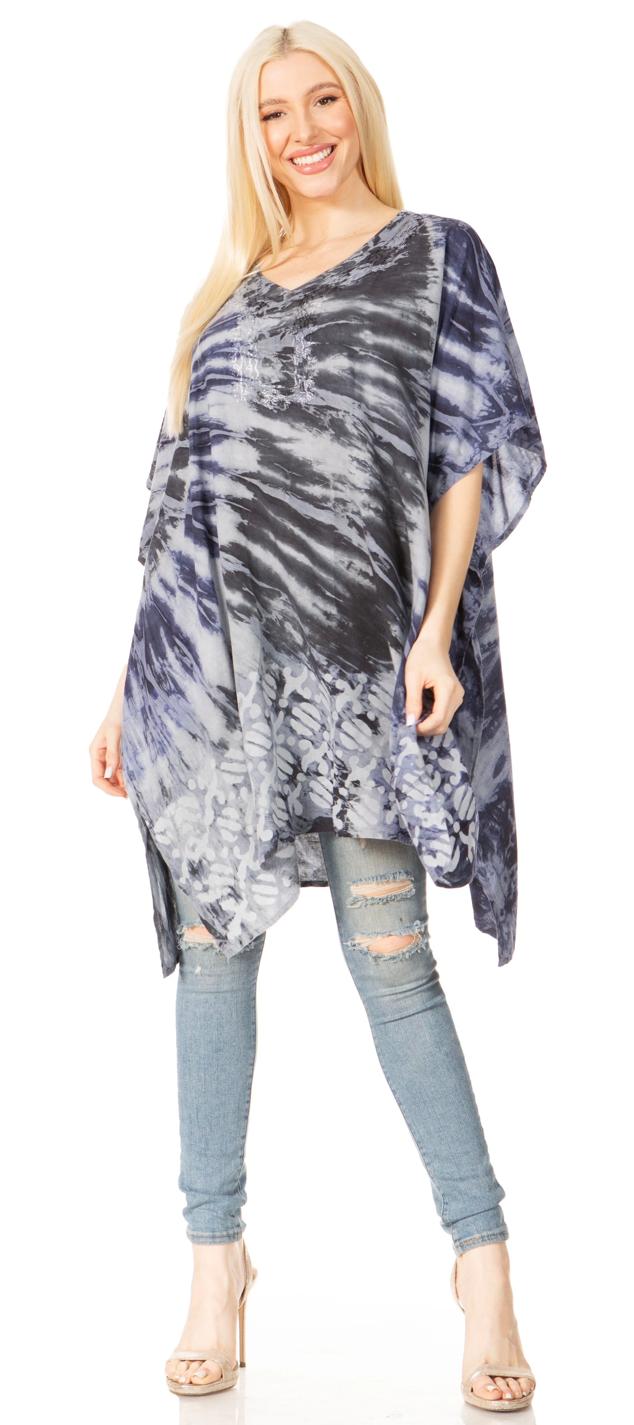 Sakkas Marcy Women's V-neck Caftan Top Tunic Dress - Perfect for Summer Boho Style & Swinging Coverup - Image 5