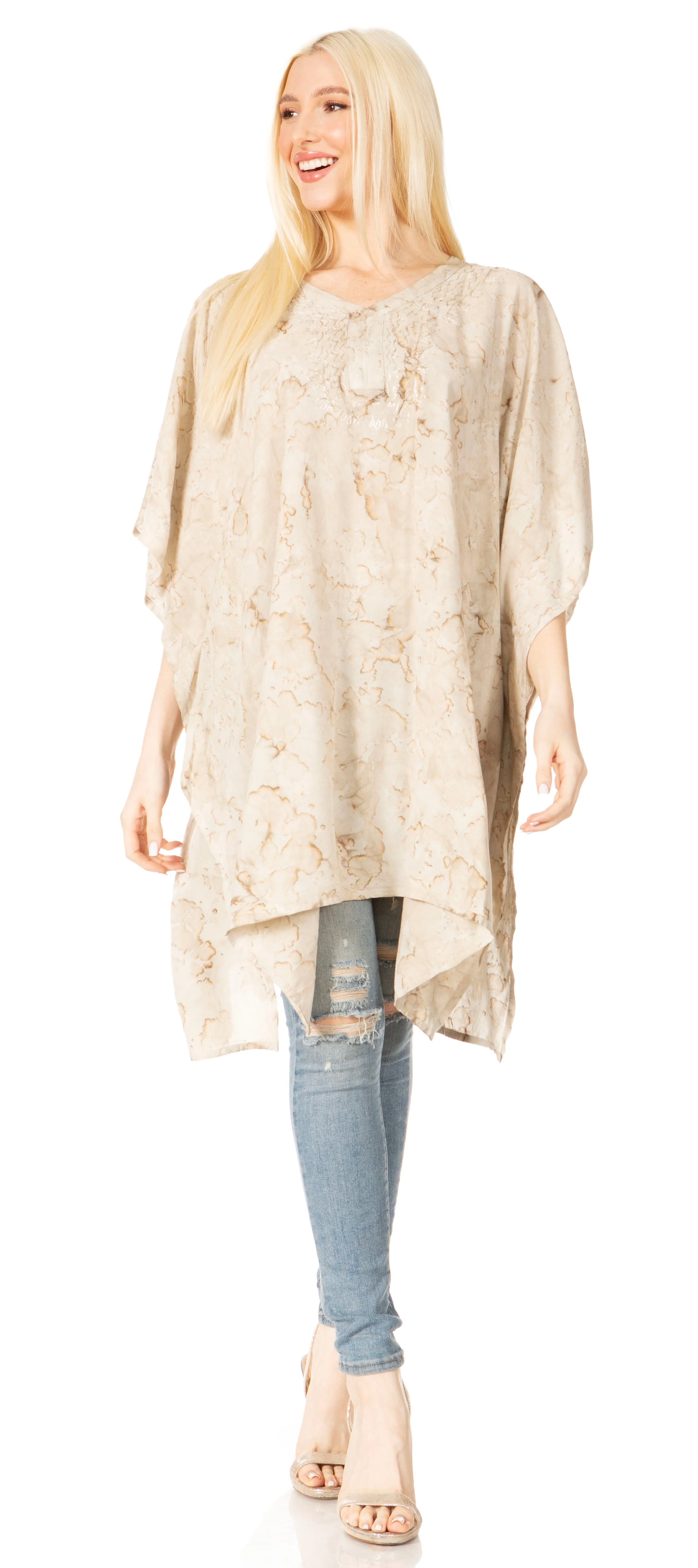 Sakkas Marcy Women's V-neck Caftan Top Tunic Dress - Perfect for Summer Boho Style & Swinging Coverup - Image 50