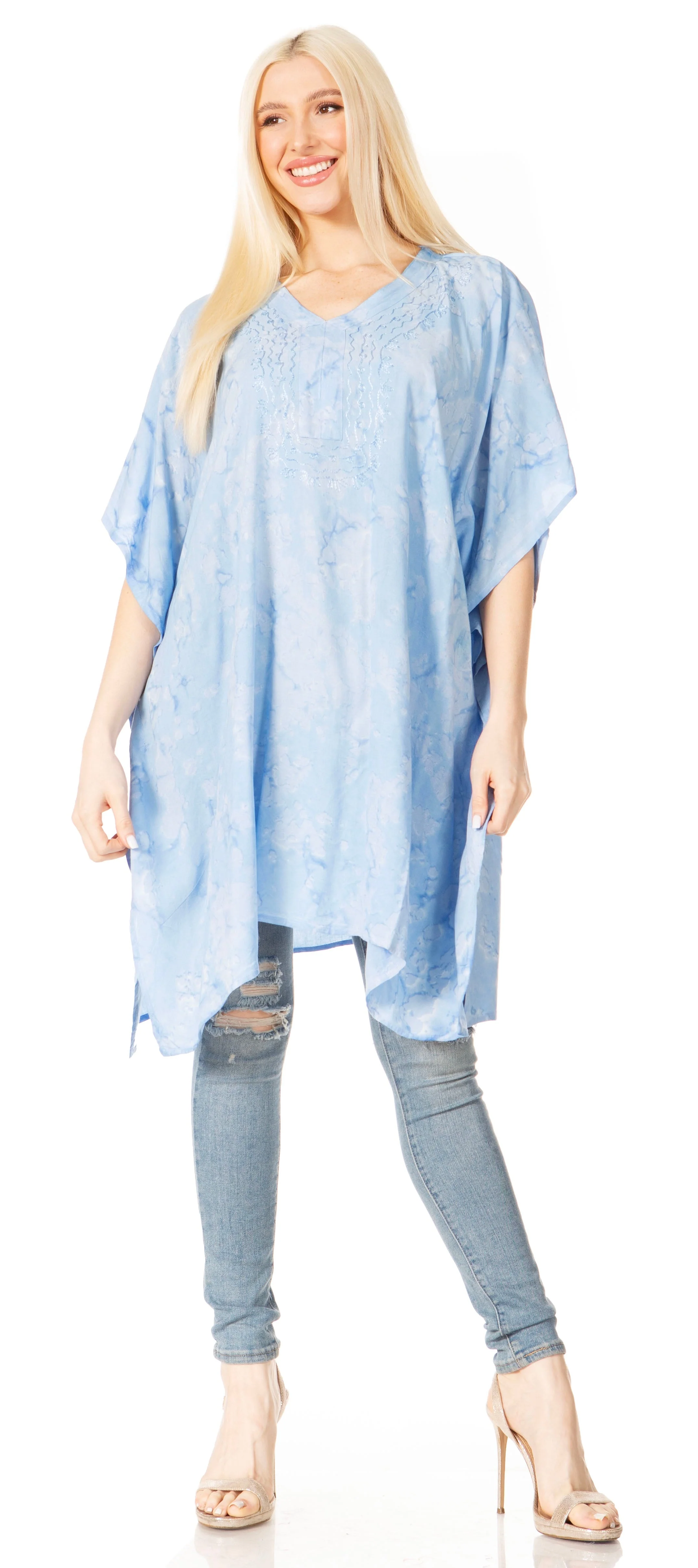 Sakkas Marcy Women's V-neck Caftan Top Tunic Dress - Perfect for Summer Boho Style & Swinging Coverup - Image 55