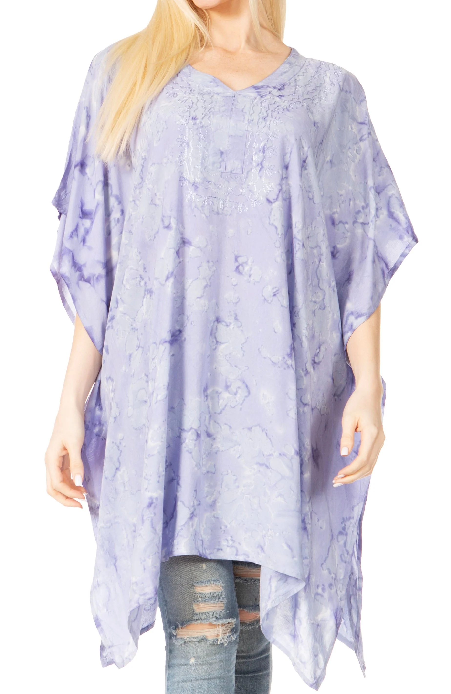 Sakkas Marcy Women's V-neck Caftan Top Tunic Dress - Perfect for Summer Boho Style & Swinging Coverup - Image 56