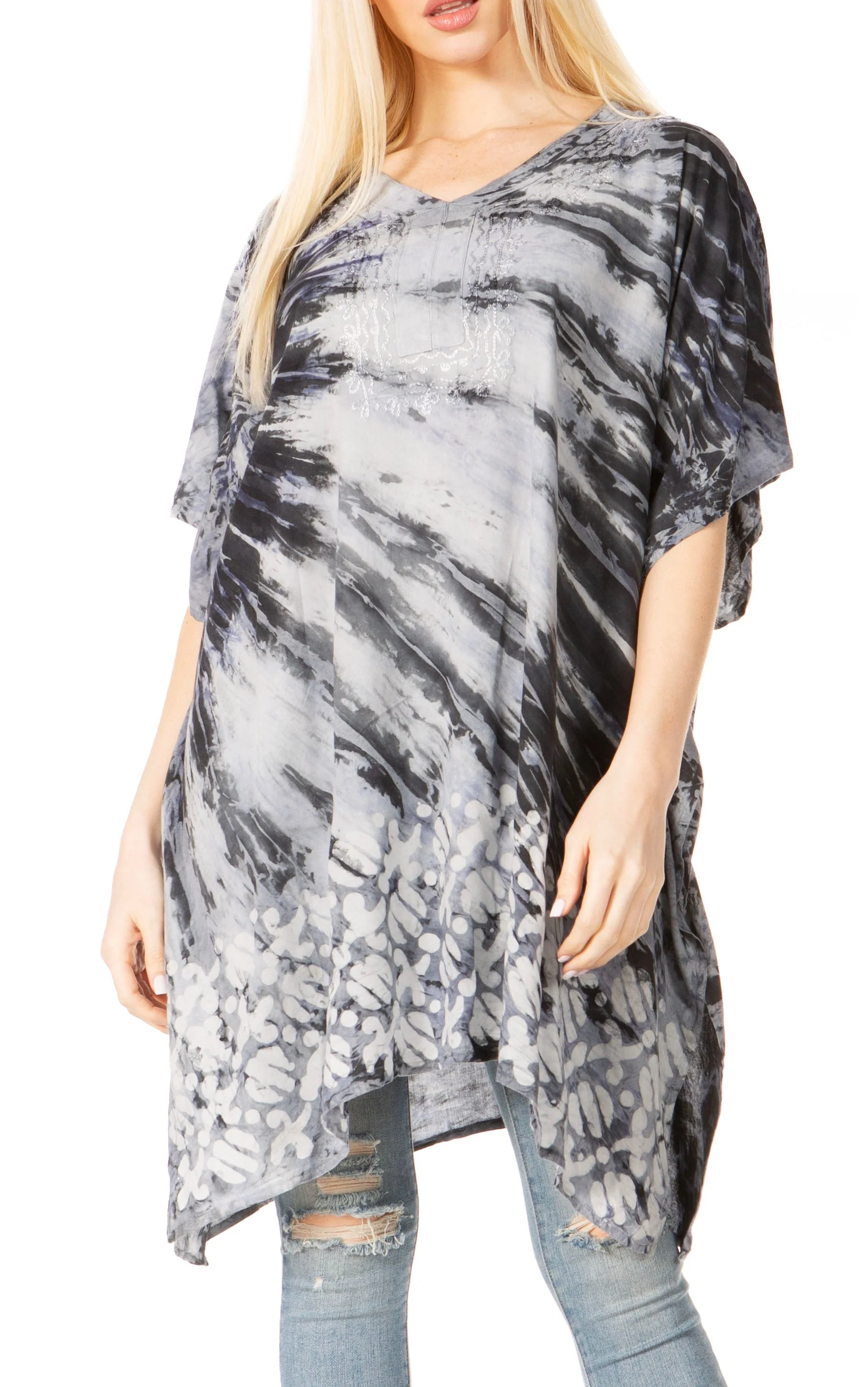 Sakkas Marcy Women's V-neck Caftan Top Tunic Dress - Perfect for Summer Boho Style & Swinging Coverup - Image 6