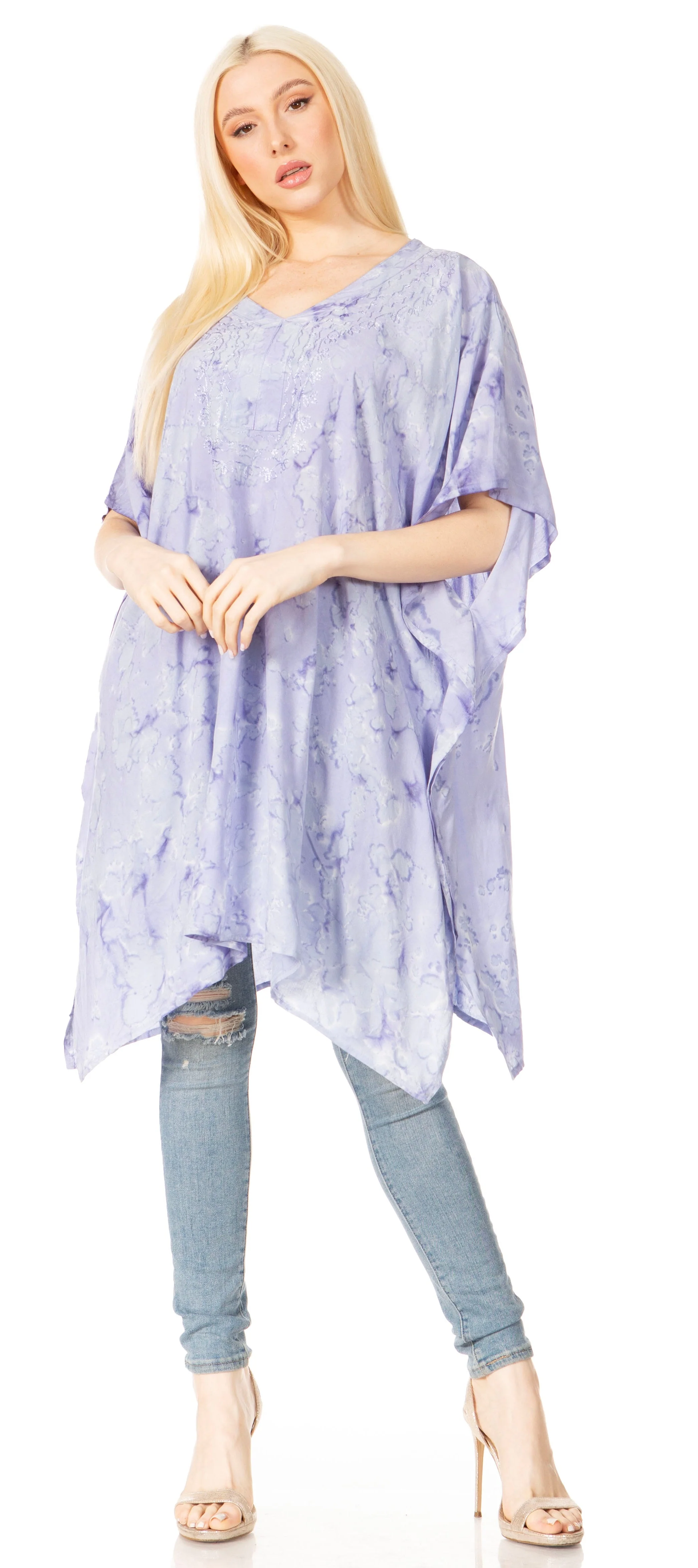 Sakkas Marcy Women's V-neck Caftan Top Tunic Dress - Perfect for Summer Boho Style & Swinging Coverup - Image 60