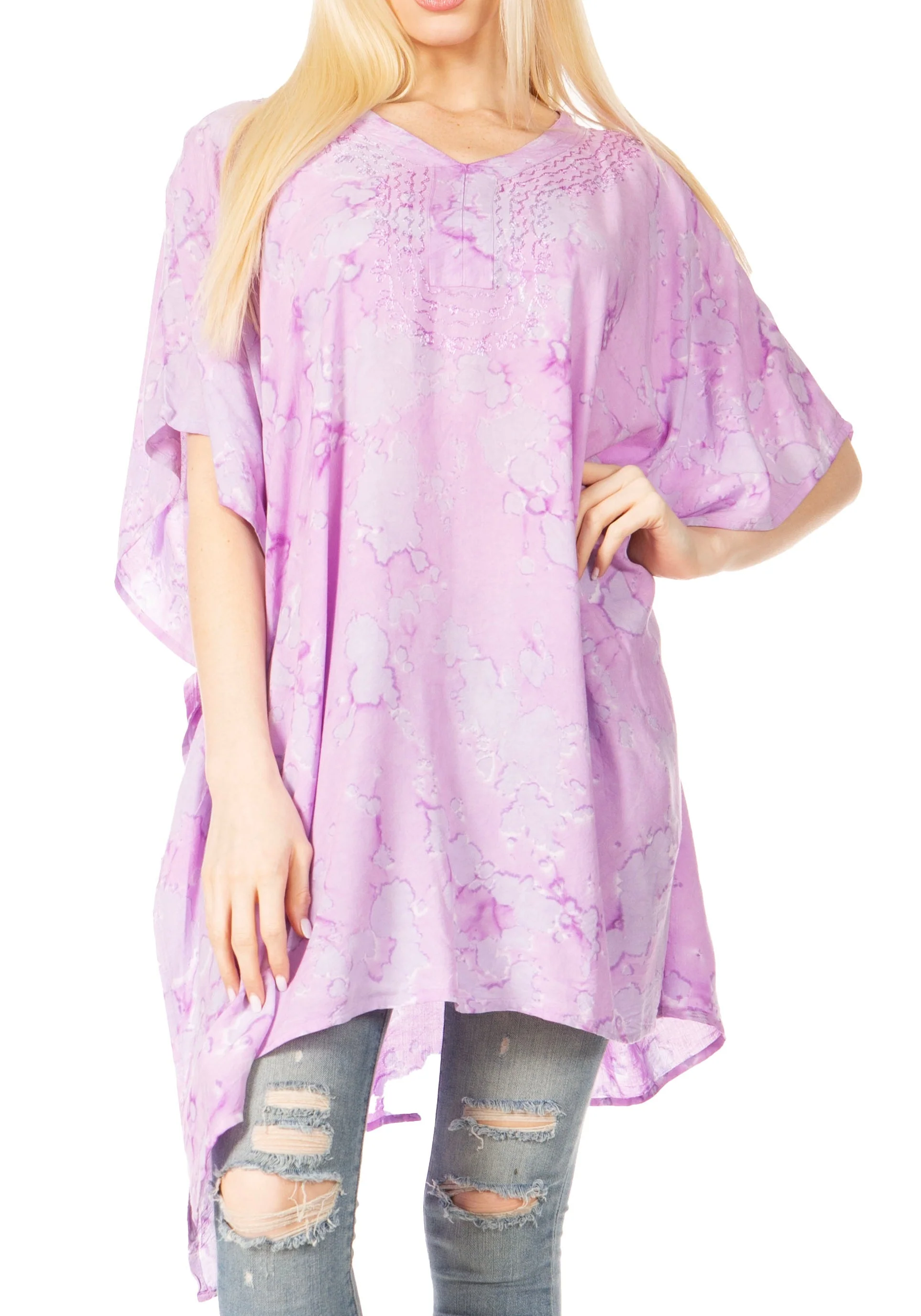 Sakkas Marcy Women's V-neck Caftan Top Tunic Dress - Perfect for Summer Boho Style & Swinging Coverup - Image 61