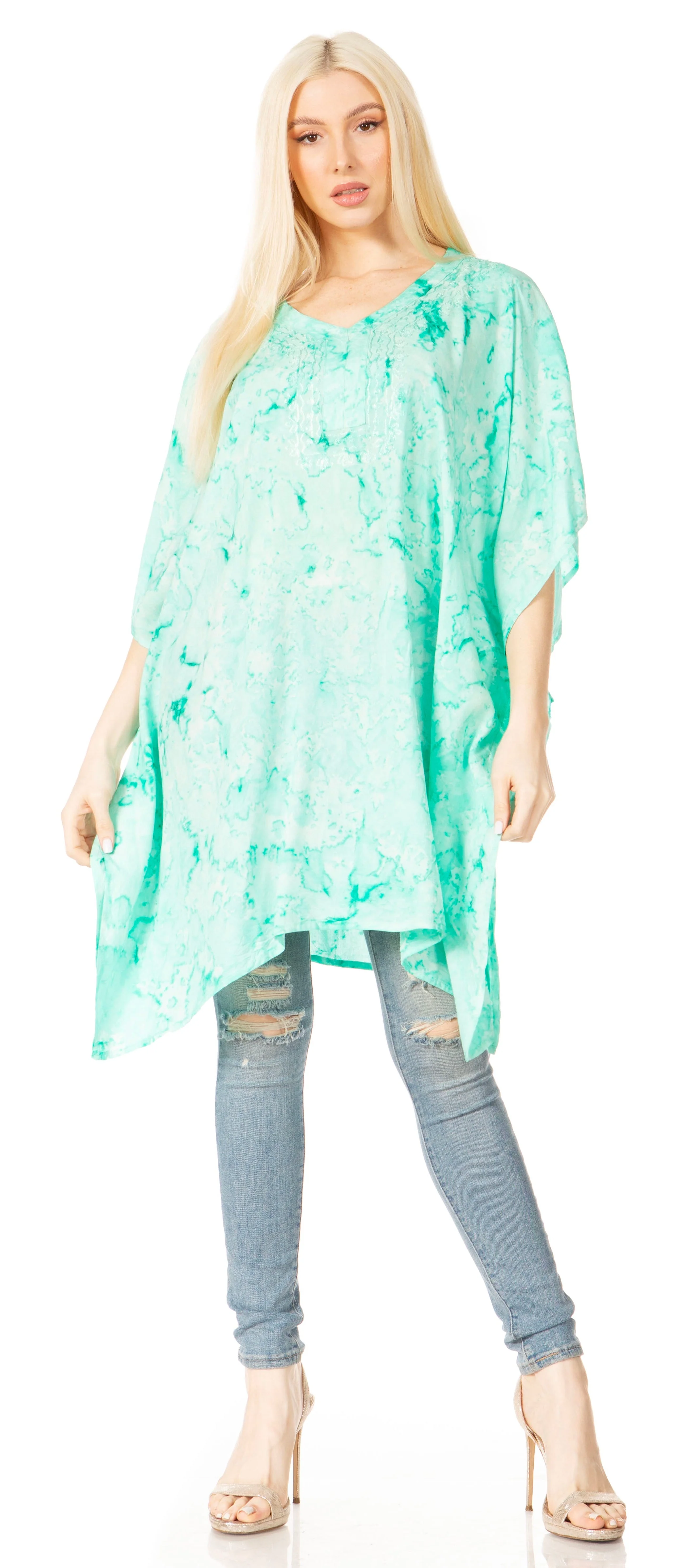 Sakkas Marcy Women's V-neck Caftan Top Tunic Dress - Perfect for Summer Boho Style & Swinging Coverup - Image 70