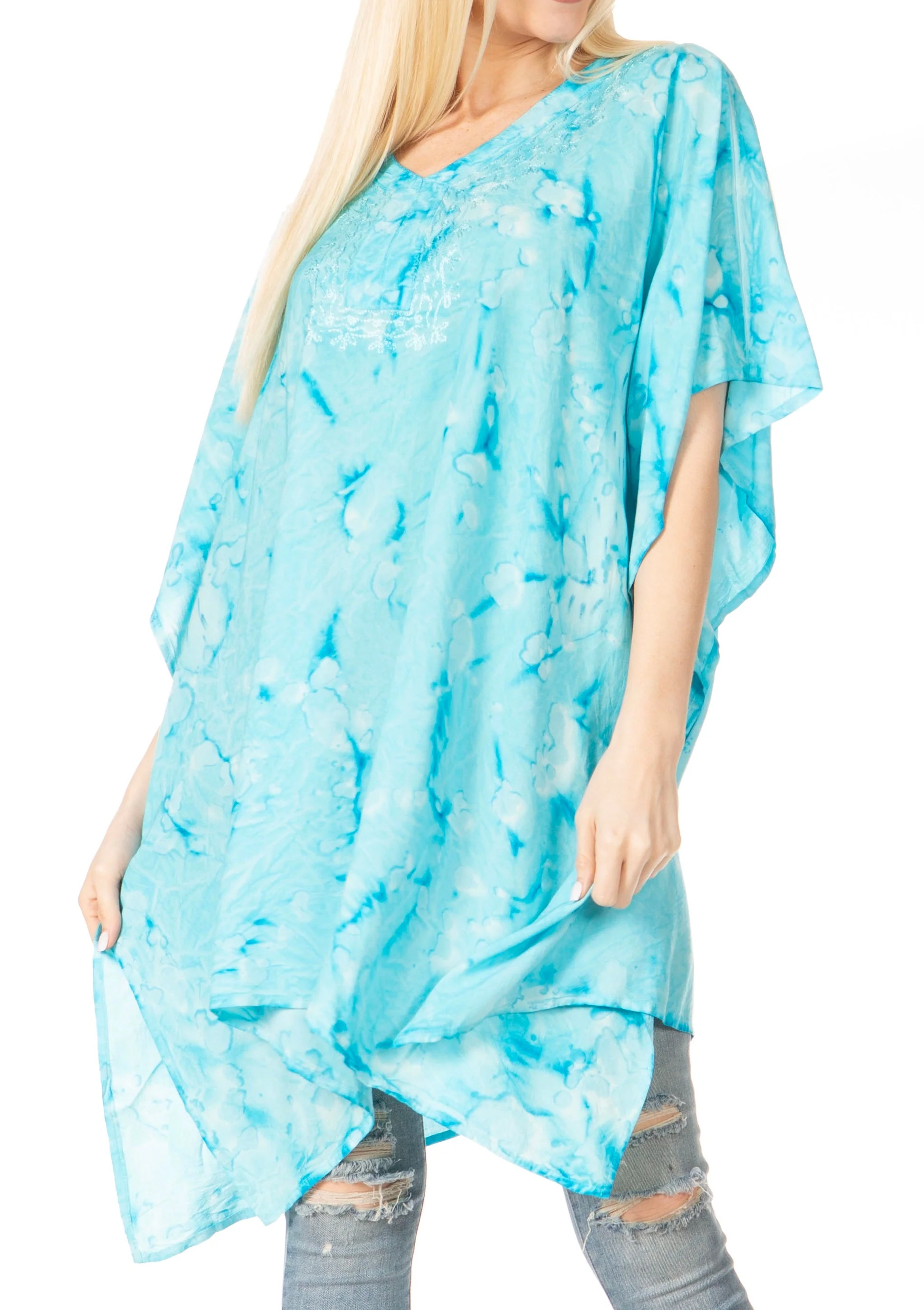Sakkas Marcy Women's V-neck Caftan Top Tunic Dress - Perfect for Summer Boho Style & Swinging Coverup - Image 71