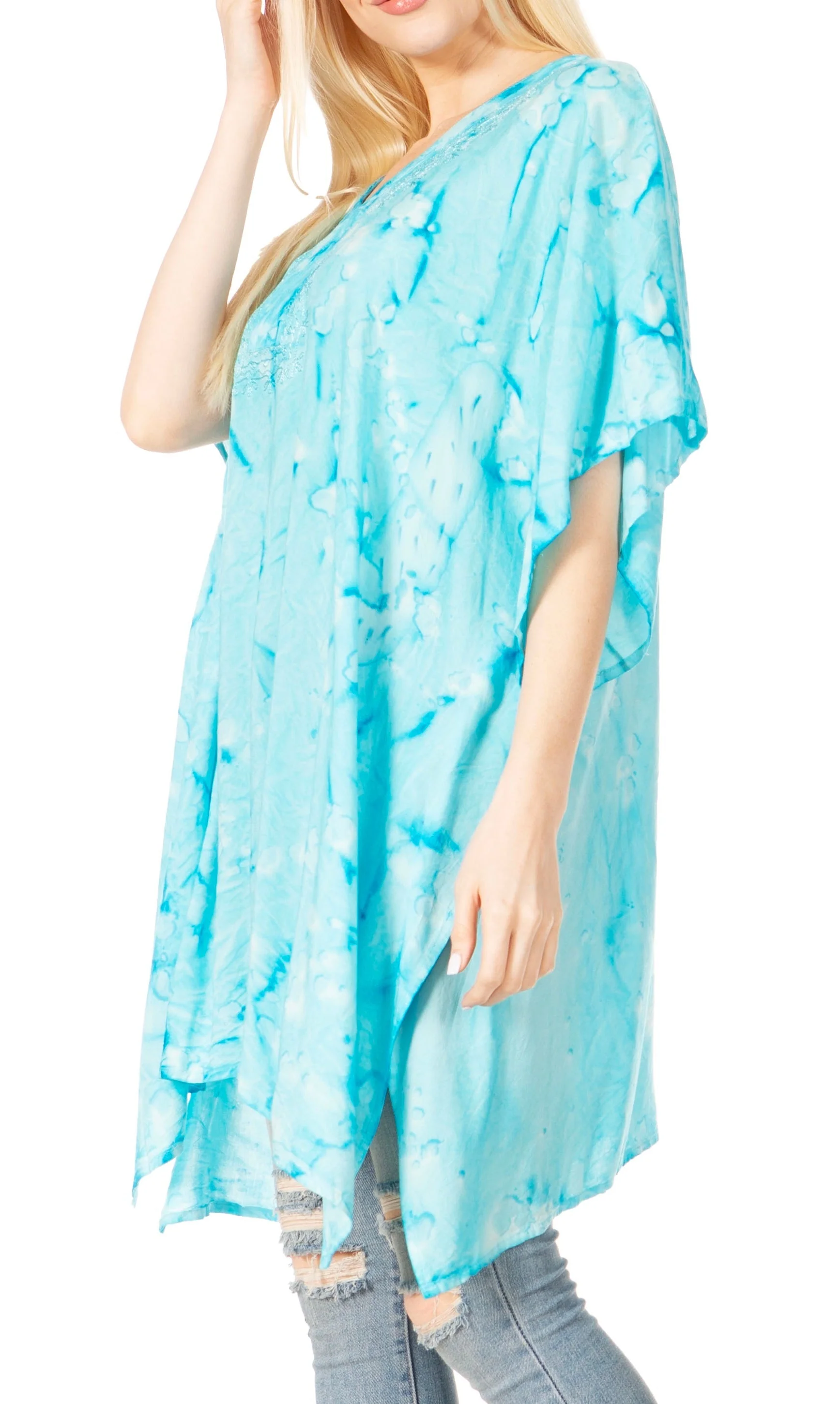Sakkas Marcy Women's V-neck Caftan Top Tunic Dress - Perfect for Summer Boho Style & Swinging Coverup - Image 73