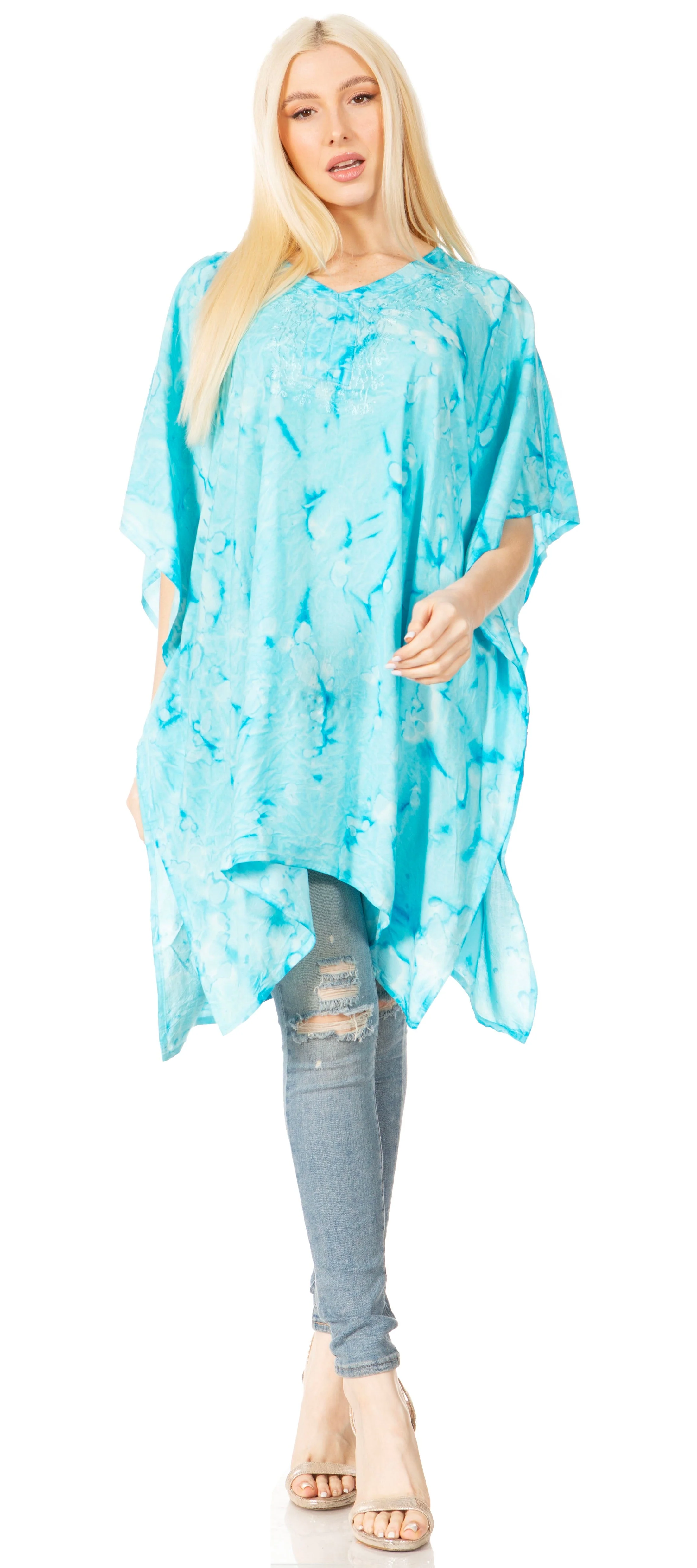 Sakkas Marcy Women's V-neck Caftan Top Tunic Dress - Perfect for Summer Boho Style & Swinging Coverup - Image 75