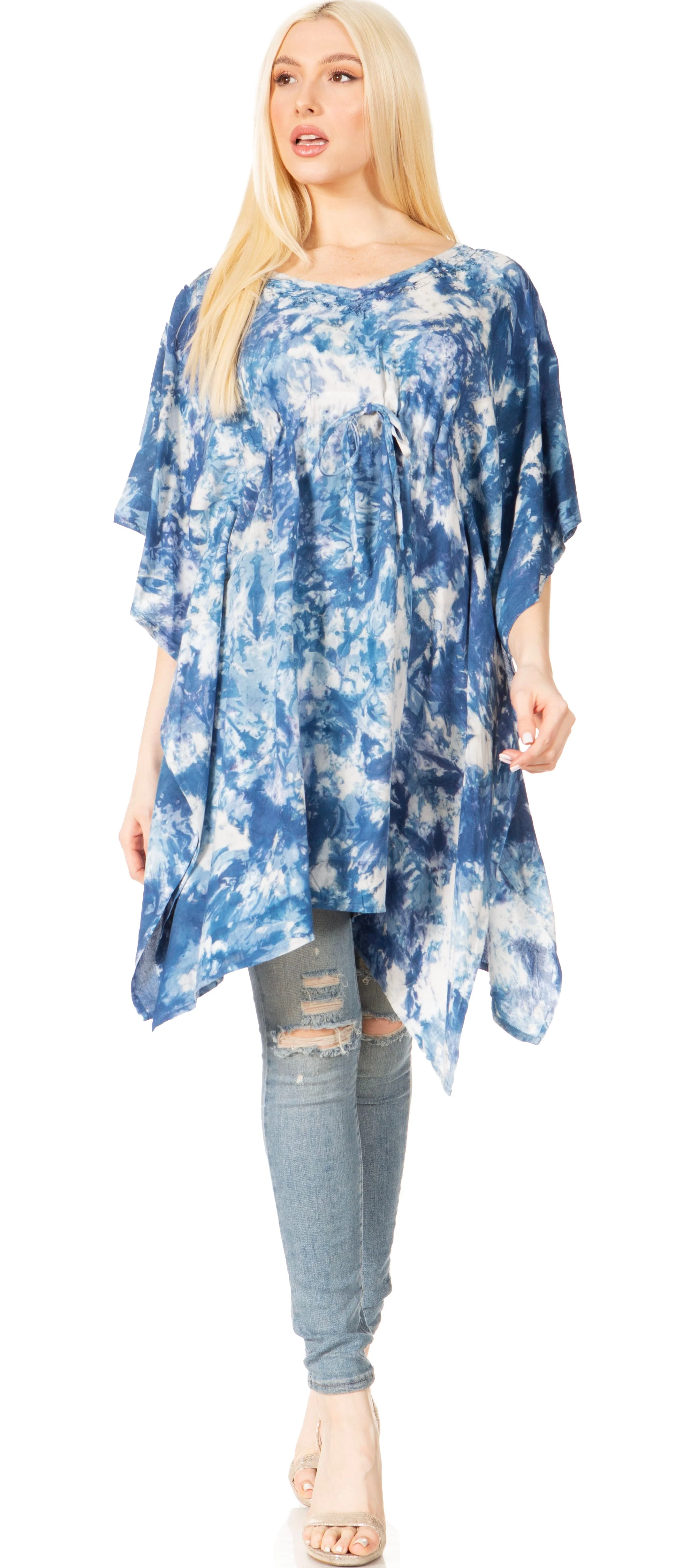 Sakkas Marcy Women's V-neck Caftan Top Tunic Dress - Perfect for Summer Boho Style & Swinging Coverup - Image 80