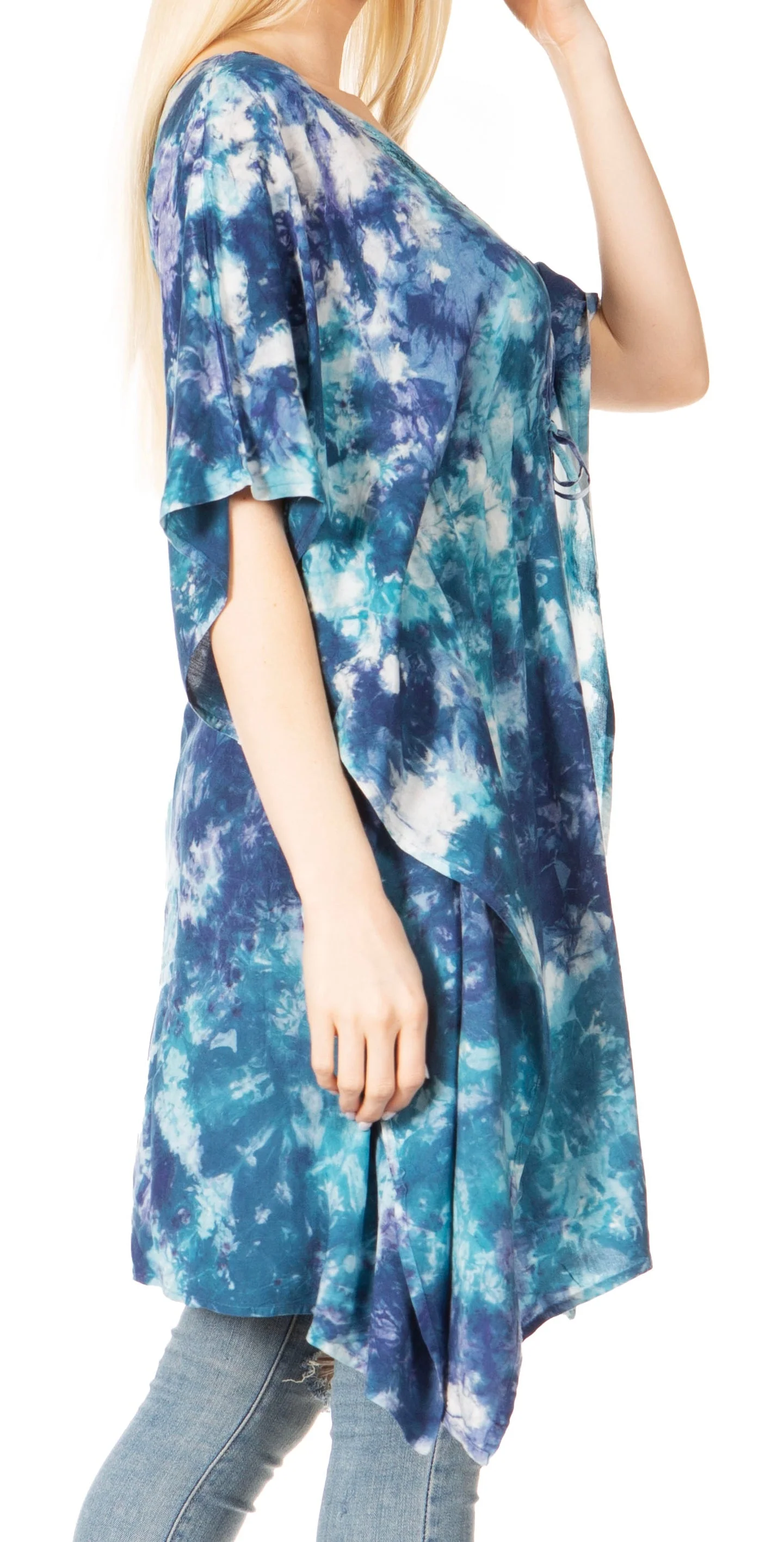 Sakkas Marcy Women's V-neck Caftan Top Tunic Dress - Perfect for Summer Boho Style & Swinging Coverup - Image 84
