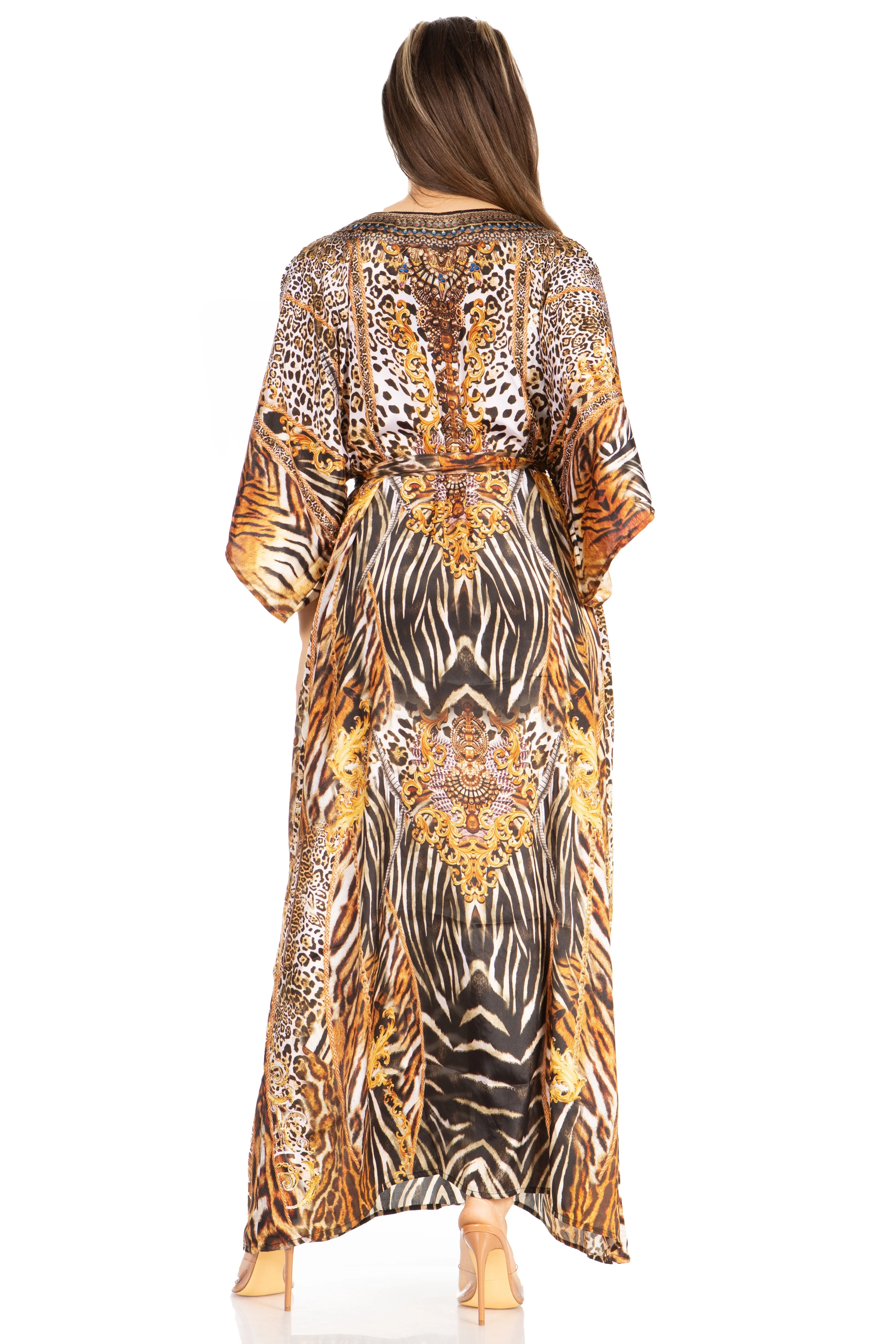 Sakkas Maribel Maxi Caftan Dress - Women's V-Neck, Short Sleeves - Image 2