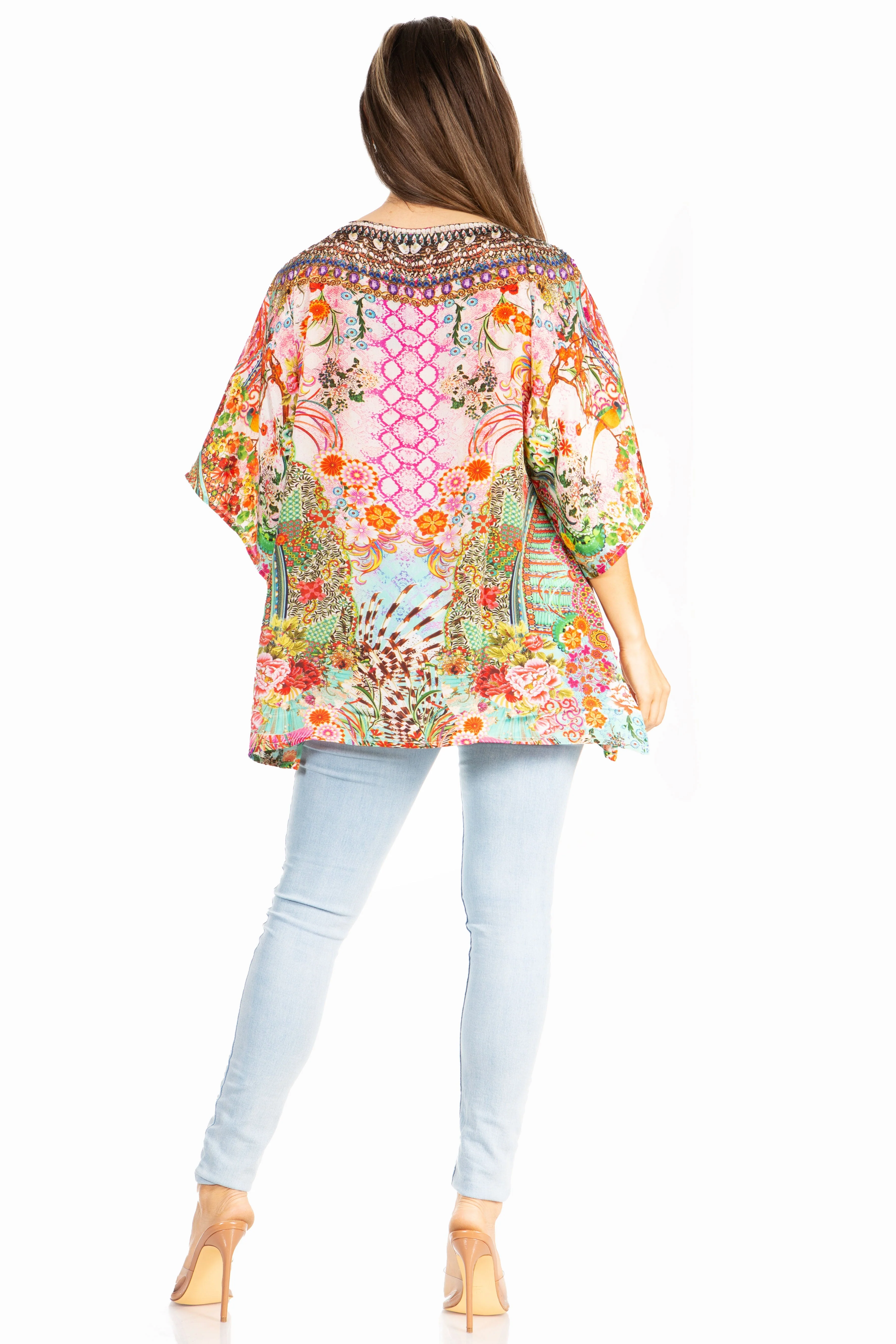 Sakkas Marina Floral Women's Blouse - Short Sleeve Tunic - Image 7