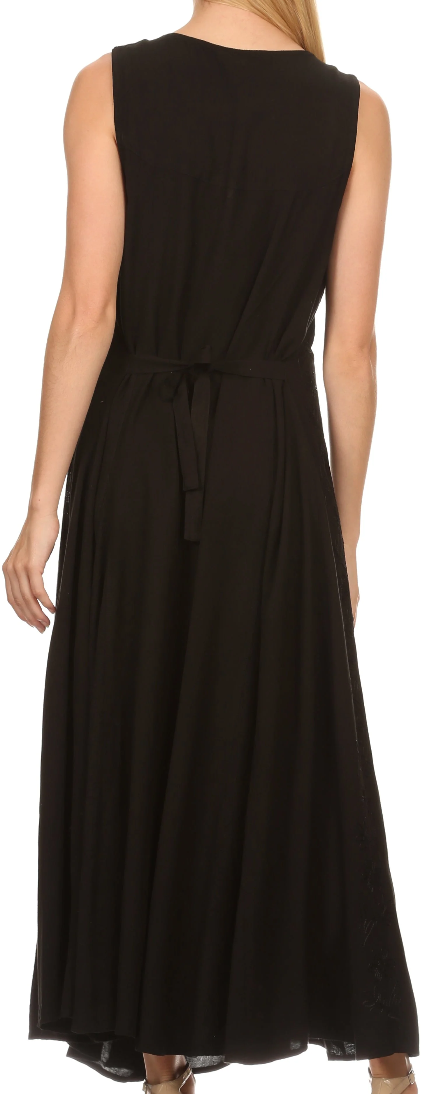 Sakkas Maya Floral Embroidered Sleeveless Button Up Rayon Dress - Image 50