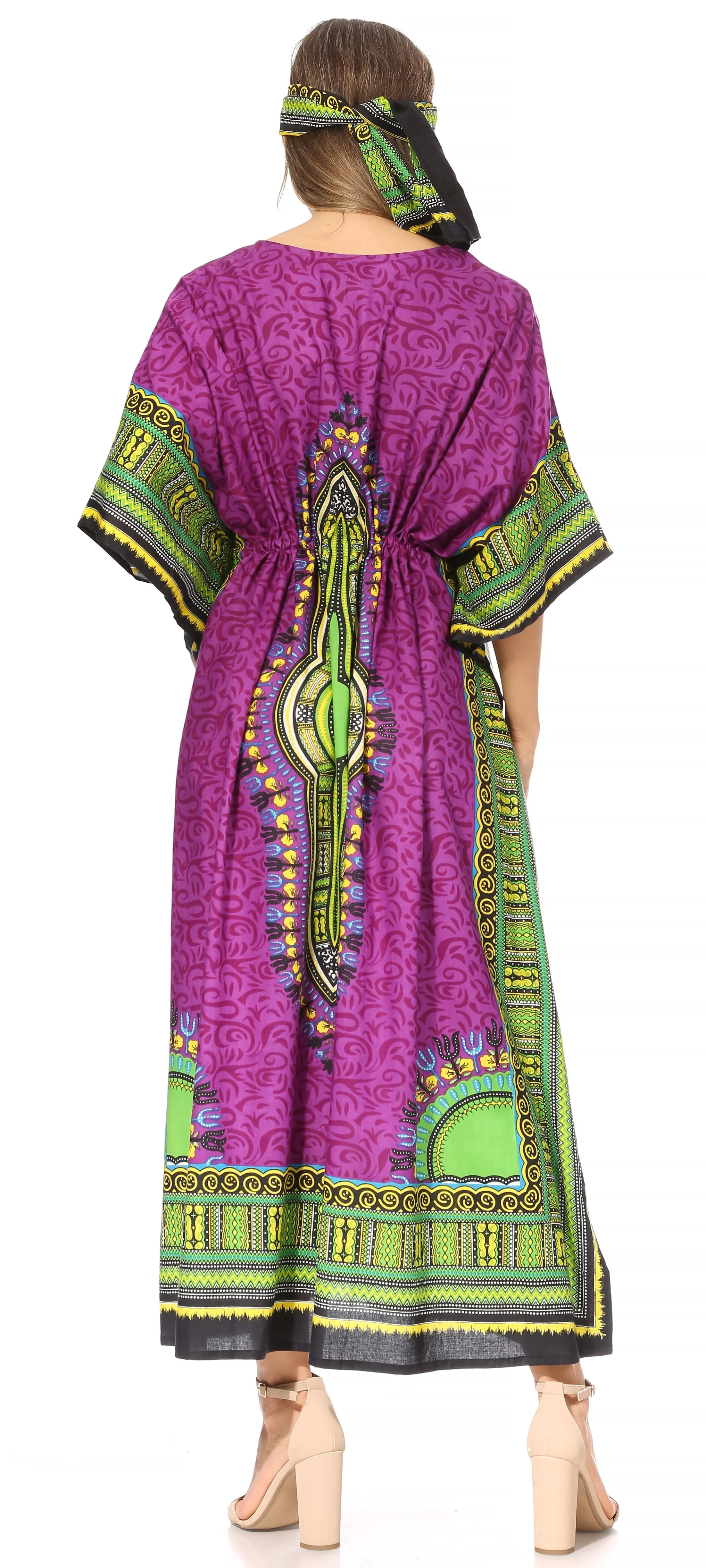 Sakkas Mera Women's Long Loose Short Sleeve Summer Casual Caftan Kaftan Dress - Image 102
