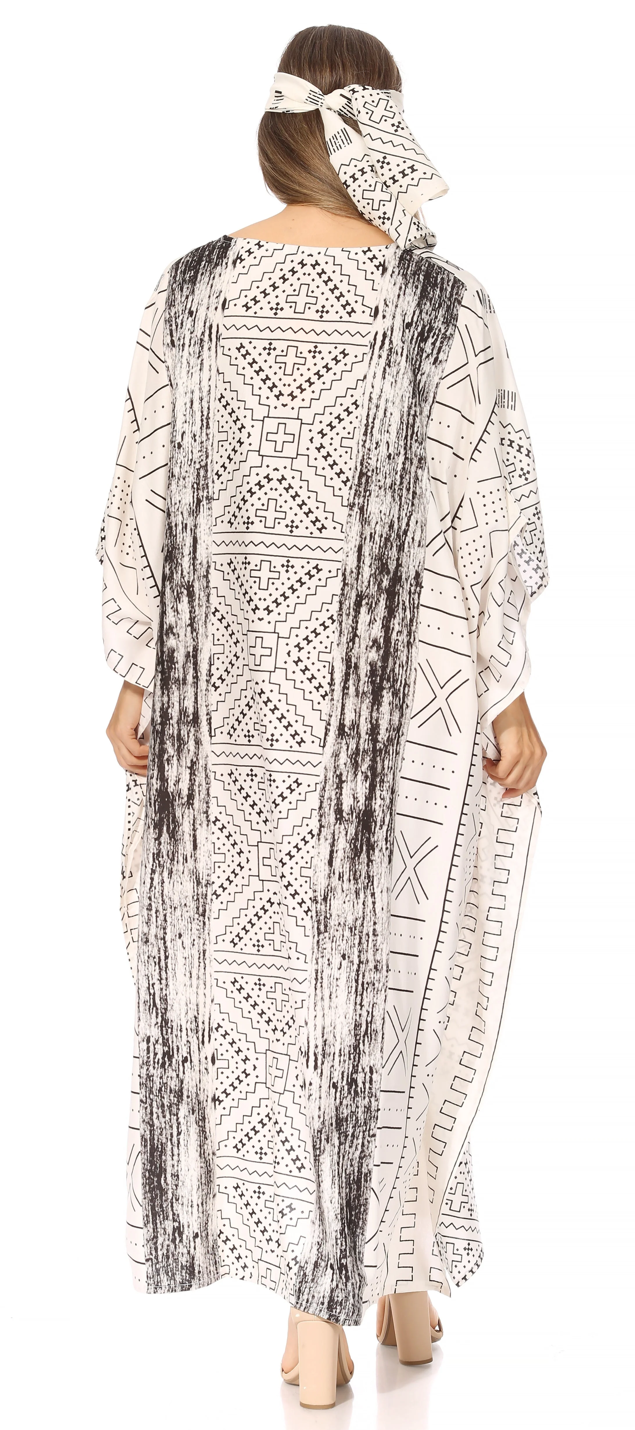 Sakkas Mera Women's Long Loose Short Sleeve Summer Casual Caftan Kaftan Dress - Image 107