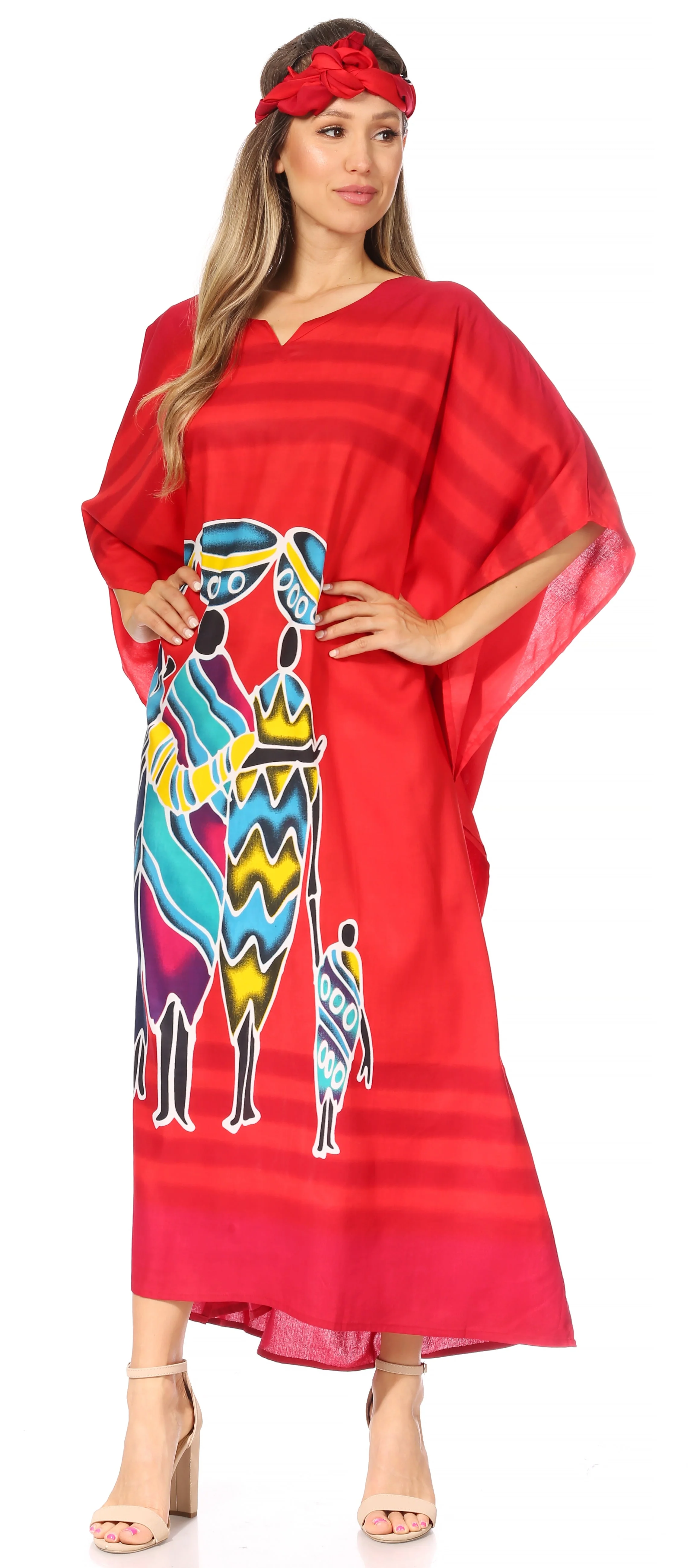 Sakkas Mera Women's Long Loose Short Sleeve Summer Casual Caftan Kaftan Dress - Image 125