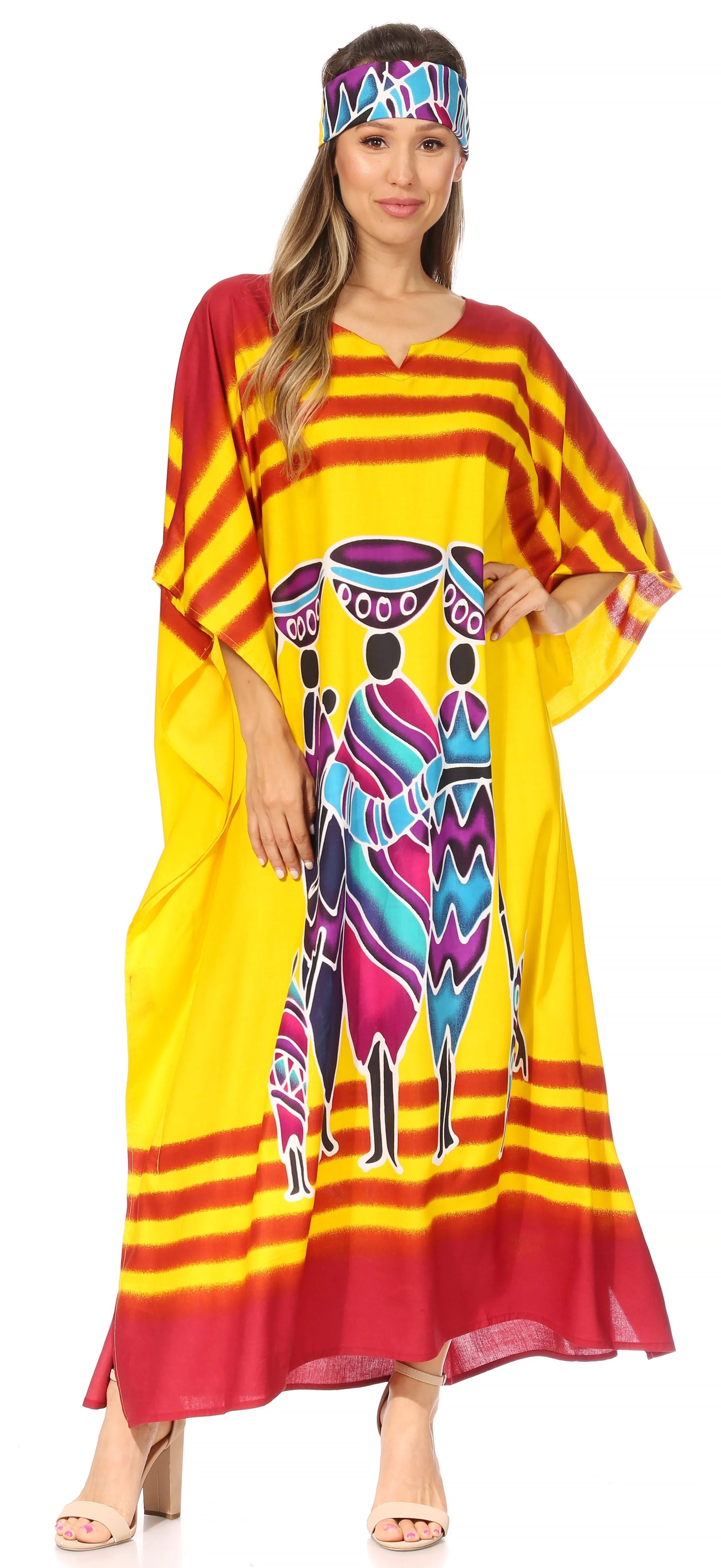 Sakkas Mera Women's Long Loose Short Sleeve Summer Casual Caftan Kaftan Dress - Image 126