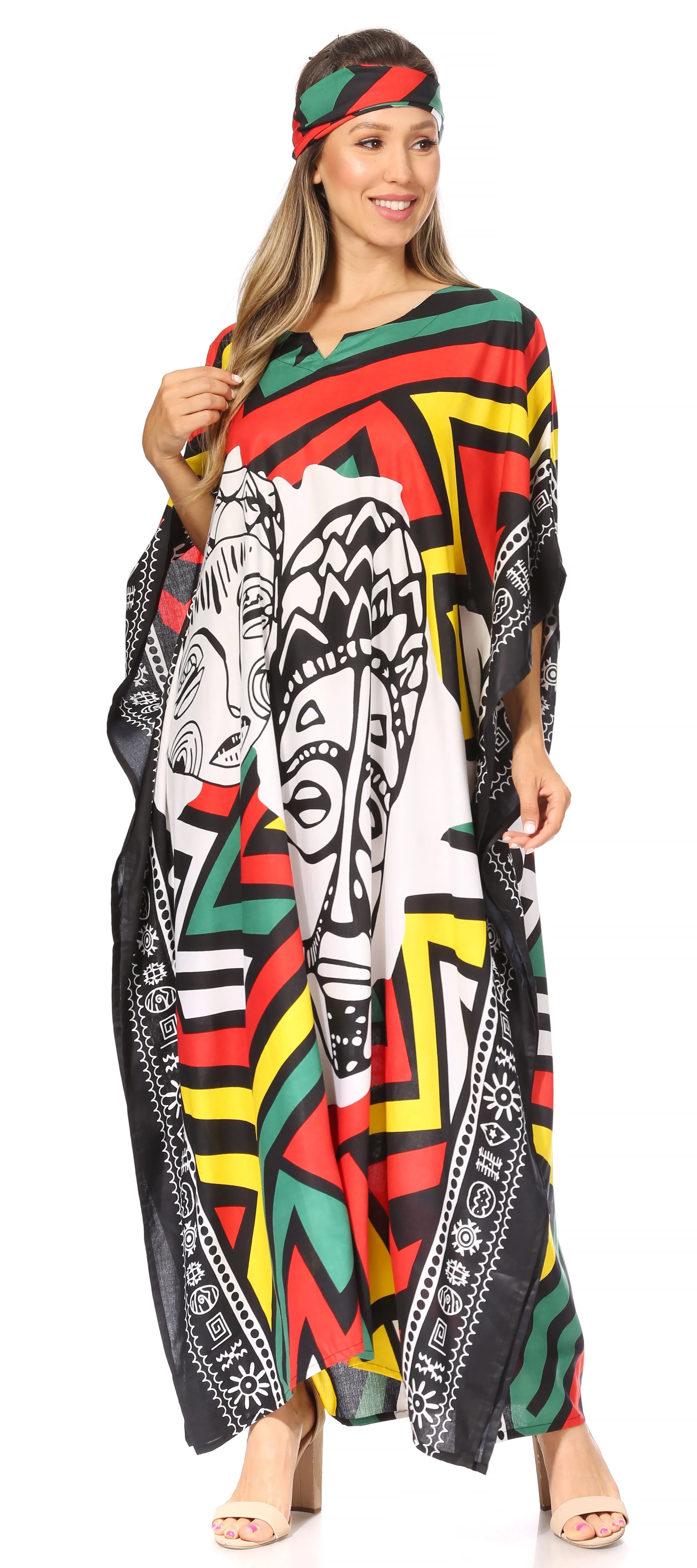 Sakkas Mera Women's Long Loose Short Sleeve Summer Casual Caftan Kaftan Dress - Image 151