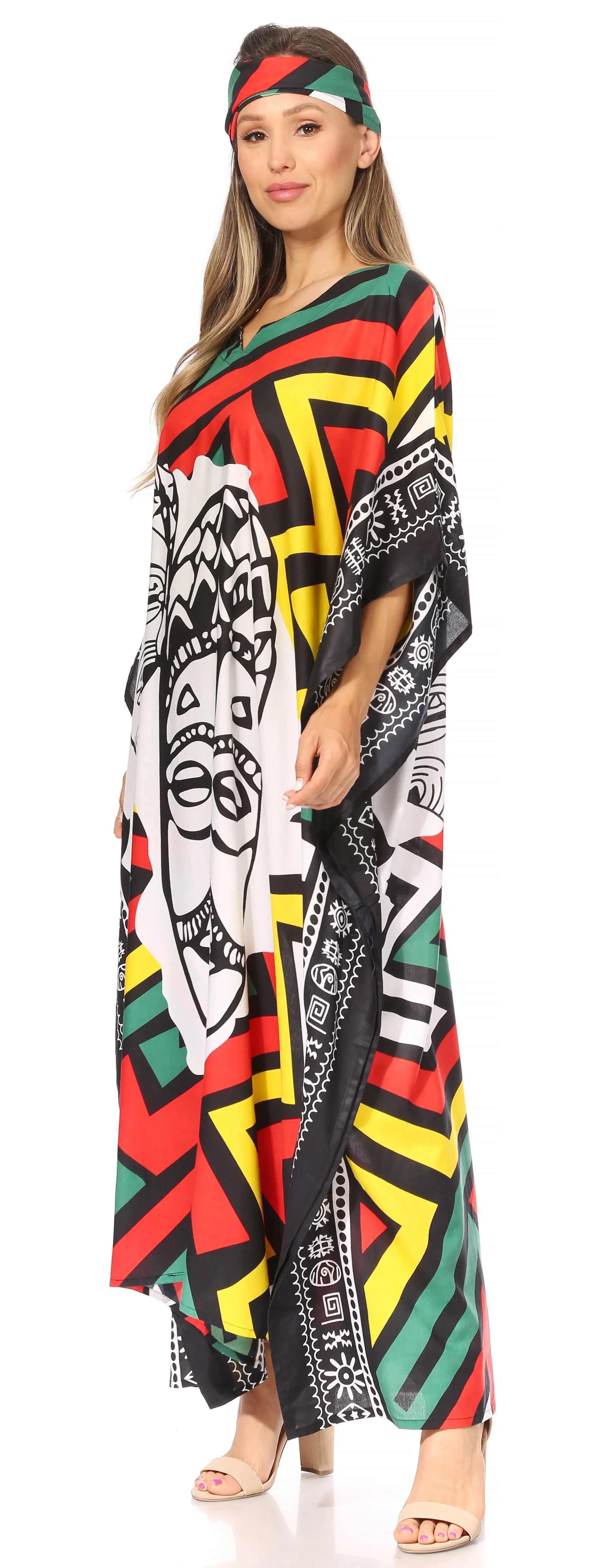 Sakkas Mera Women's Long Loose Short Sleeve Summer Casual Caftan Kaftan Dress - Image 153