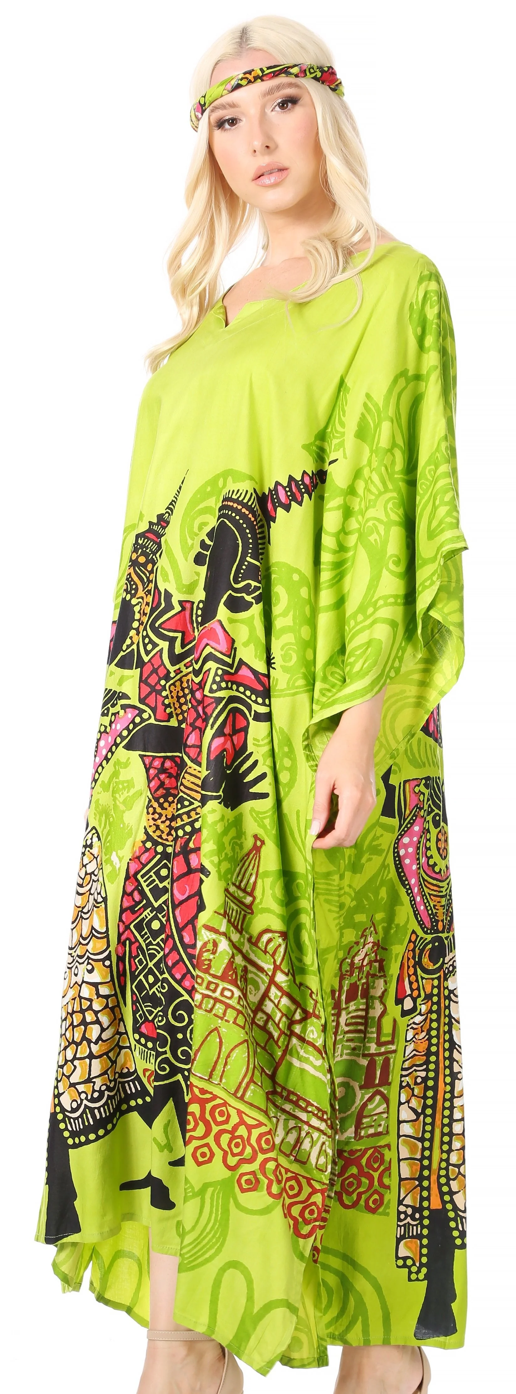 Sakkas Mera Women's Long Loose Short Sleeve Summer Casual Caftan Kaftan Dress - Image 3