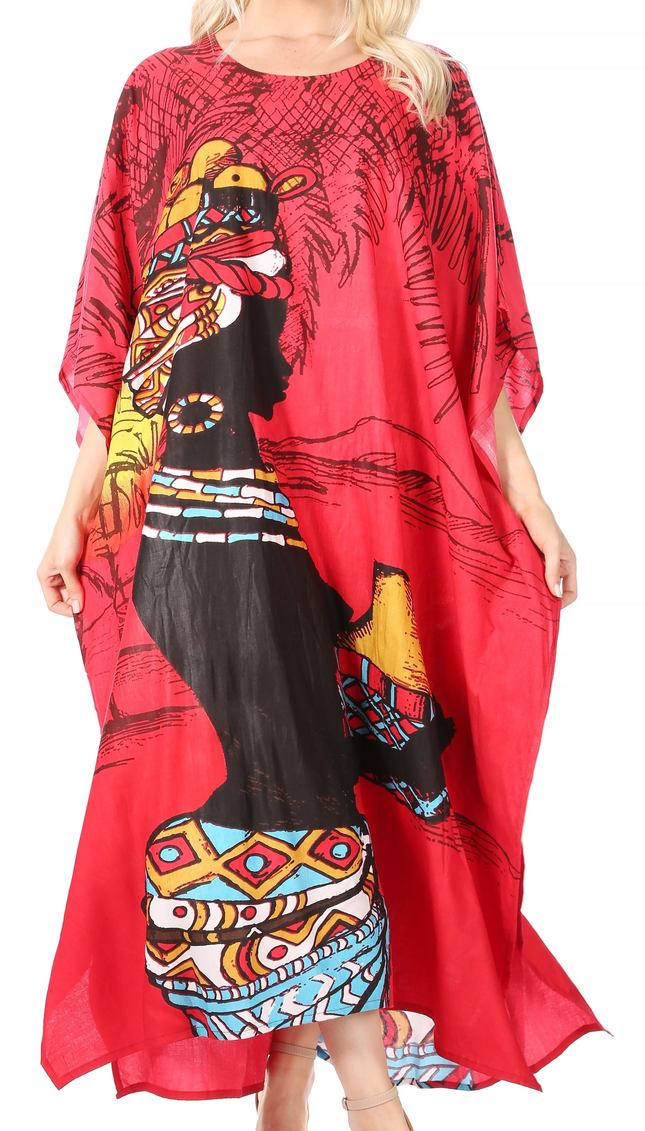 Sakkas Mera Women's Long Loose Short Sleeve Summer Casual Caftan Kaftan Dress - Image 39