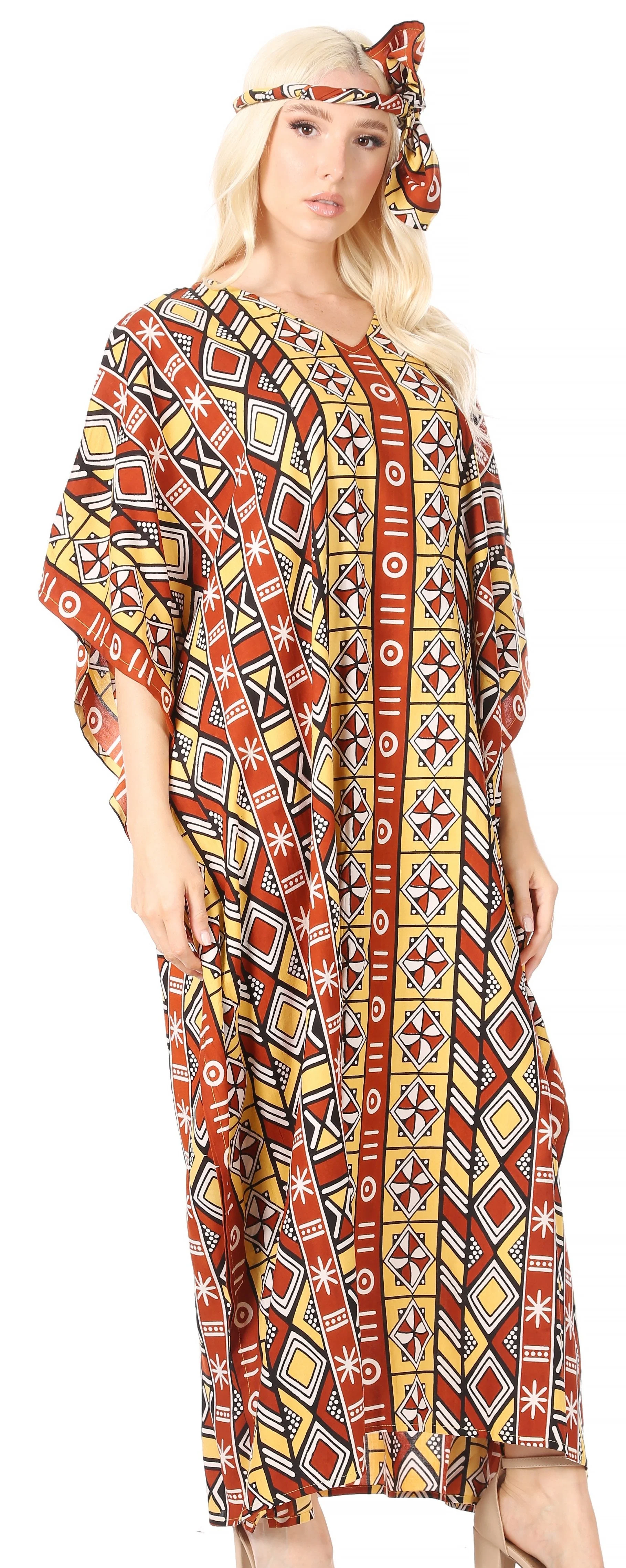 Sakkas Mera Women's Long Loose Short Sleeve Summer Casual Caftan Kaftan Dress - Image 46