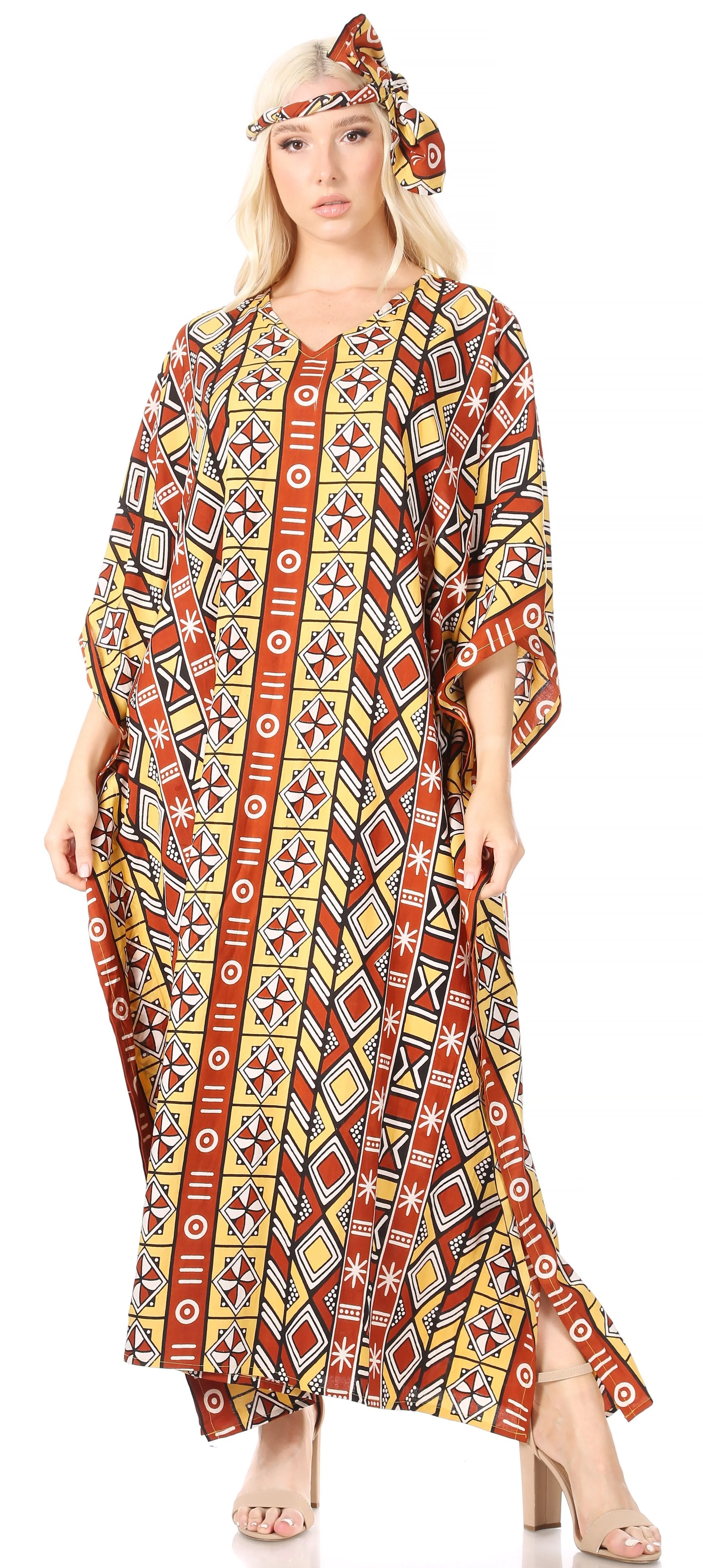 Sakkas Mera Women's Long Loose Short Sleeve Summer Casual Caftan Kaftan Dress - Image 50