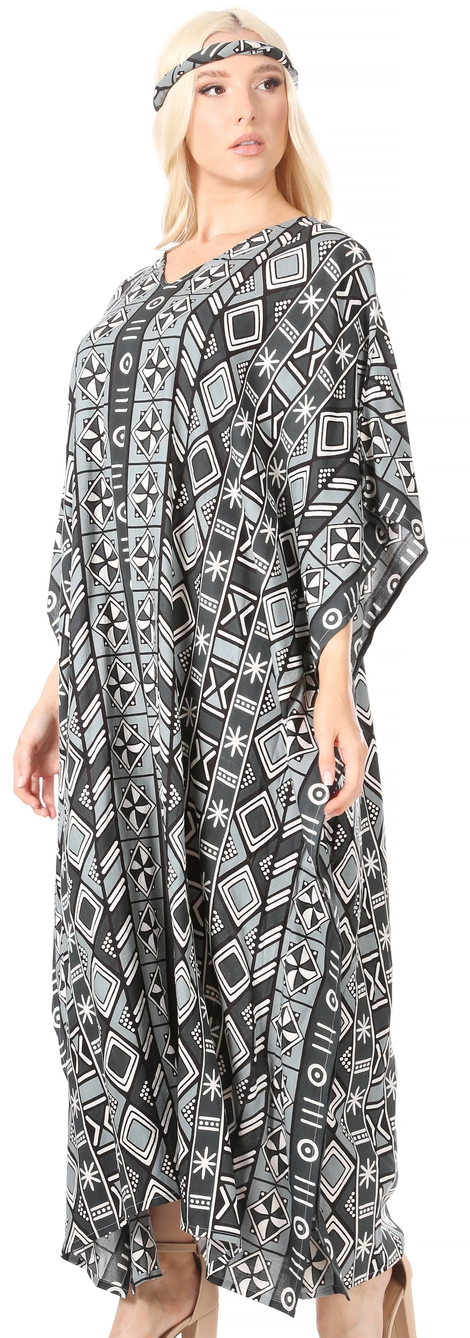Sakkas Mera Women's Long Loose Short Sleeve Summer Casual Caftan Kaftan Dress - Image 51