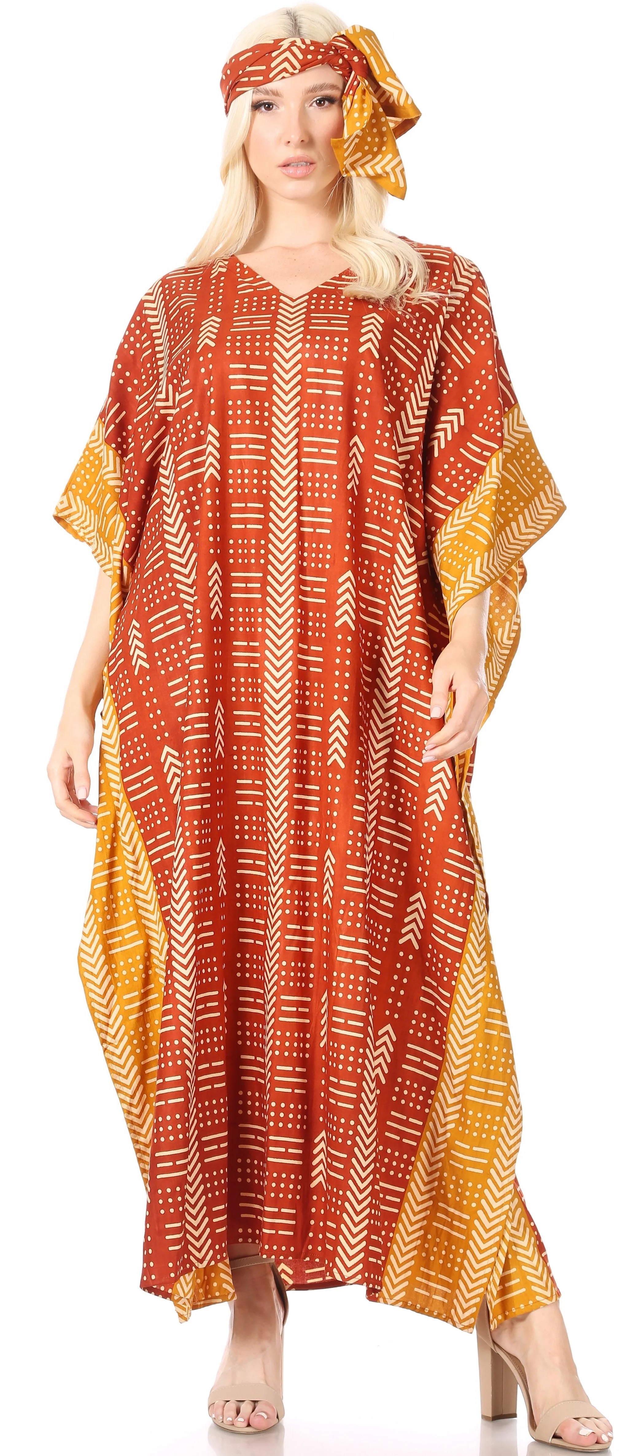 Sakkas Mera Women's Long Loose Short Sleeve Summer Casual Caftan Kaftan Dress - Image 65