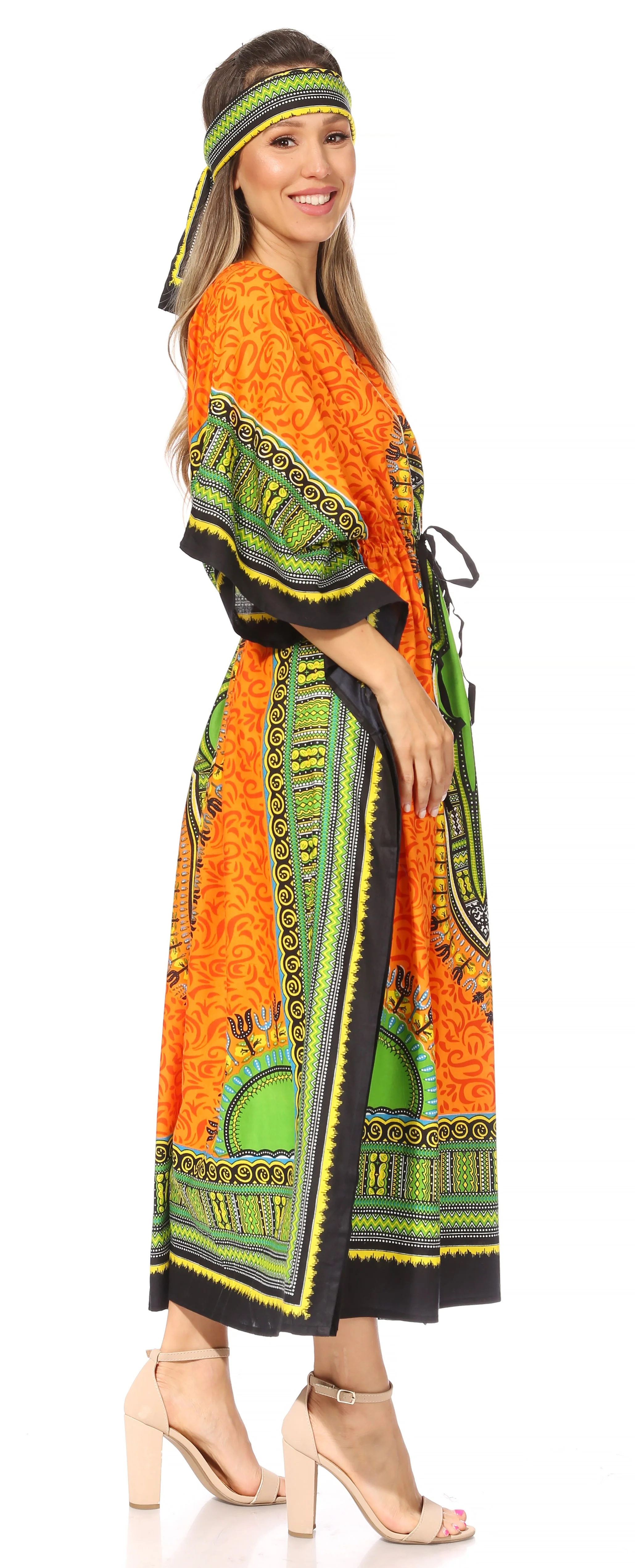Sakkas Mera Women's Long Loose Short Sleeve Summer Casual Caftan Kaftan Dress - Image 99
