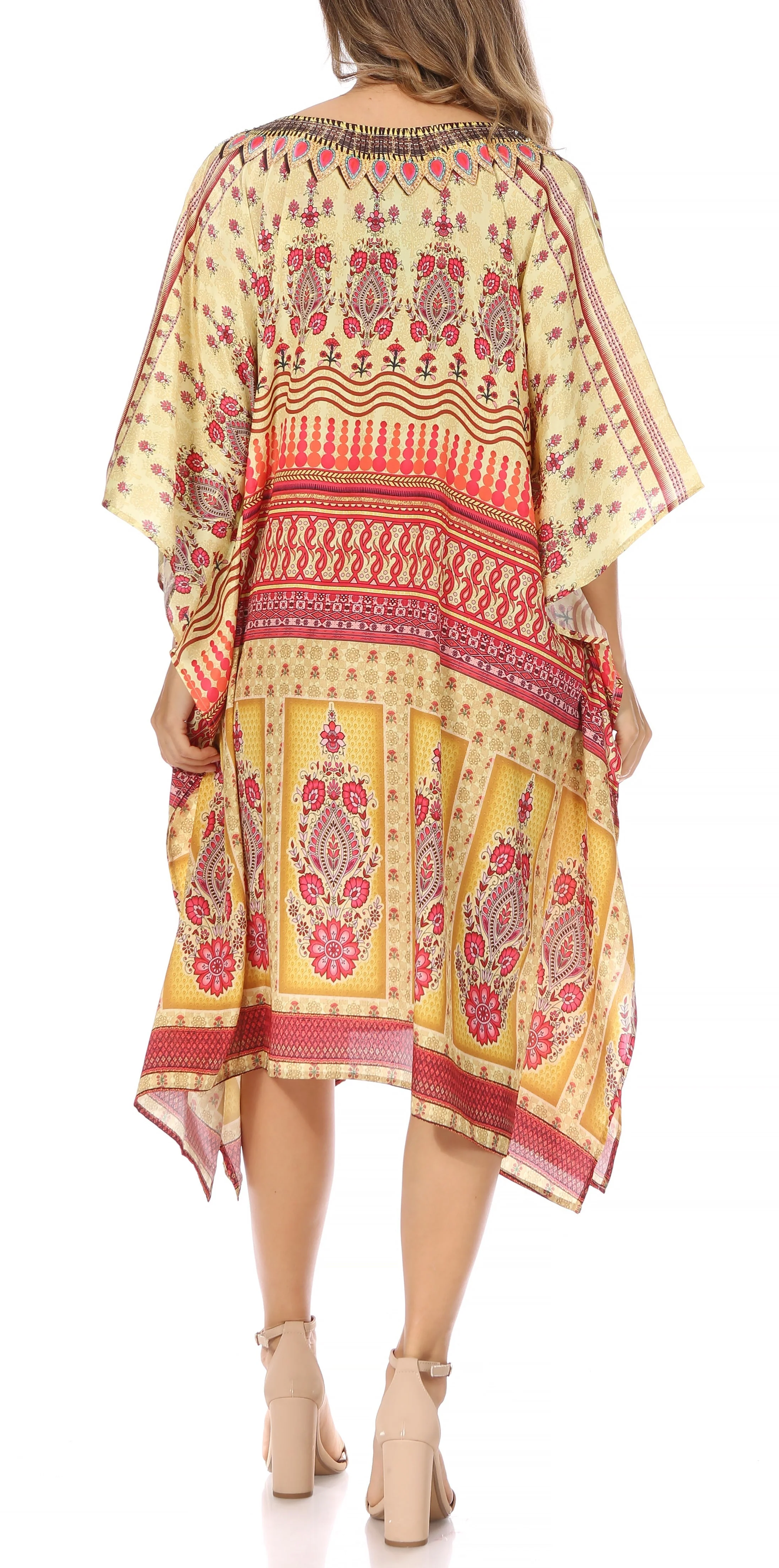 Sakkas MiuMiu Ligthweight Summer Printed Short Caftan Dress / Cover Up - Image 102