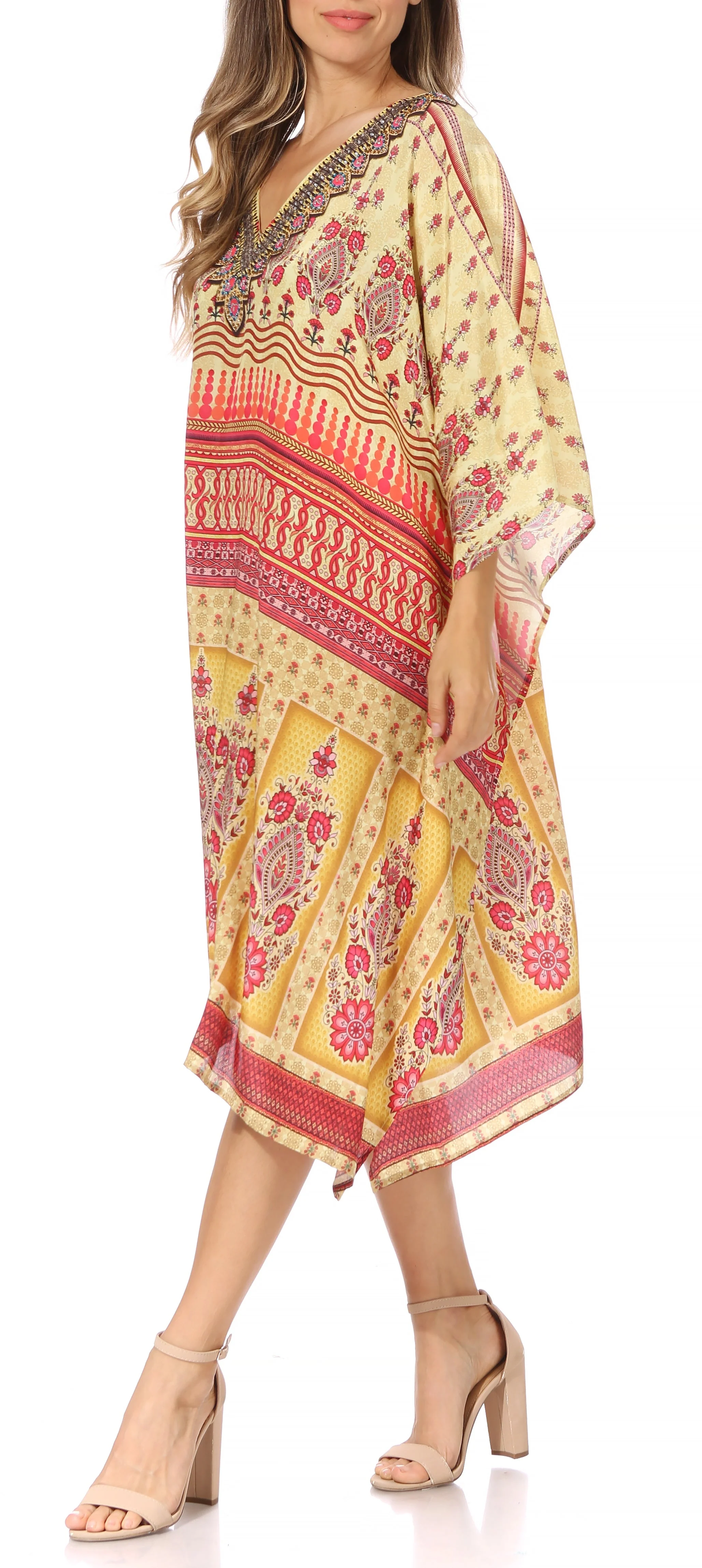 Sakkas MiuMiu Ligthweight Summer Printed Short Caftan Dress / Cover Up - Image 103