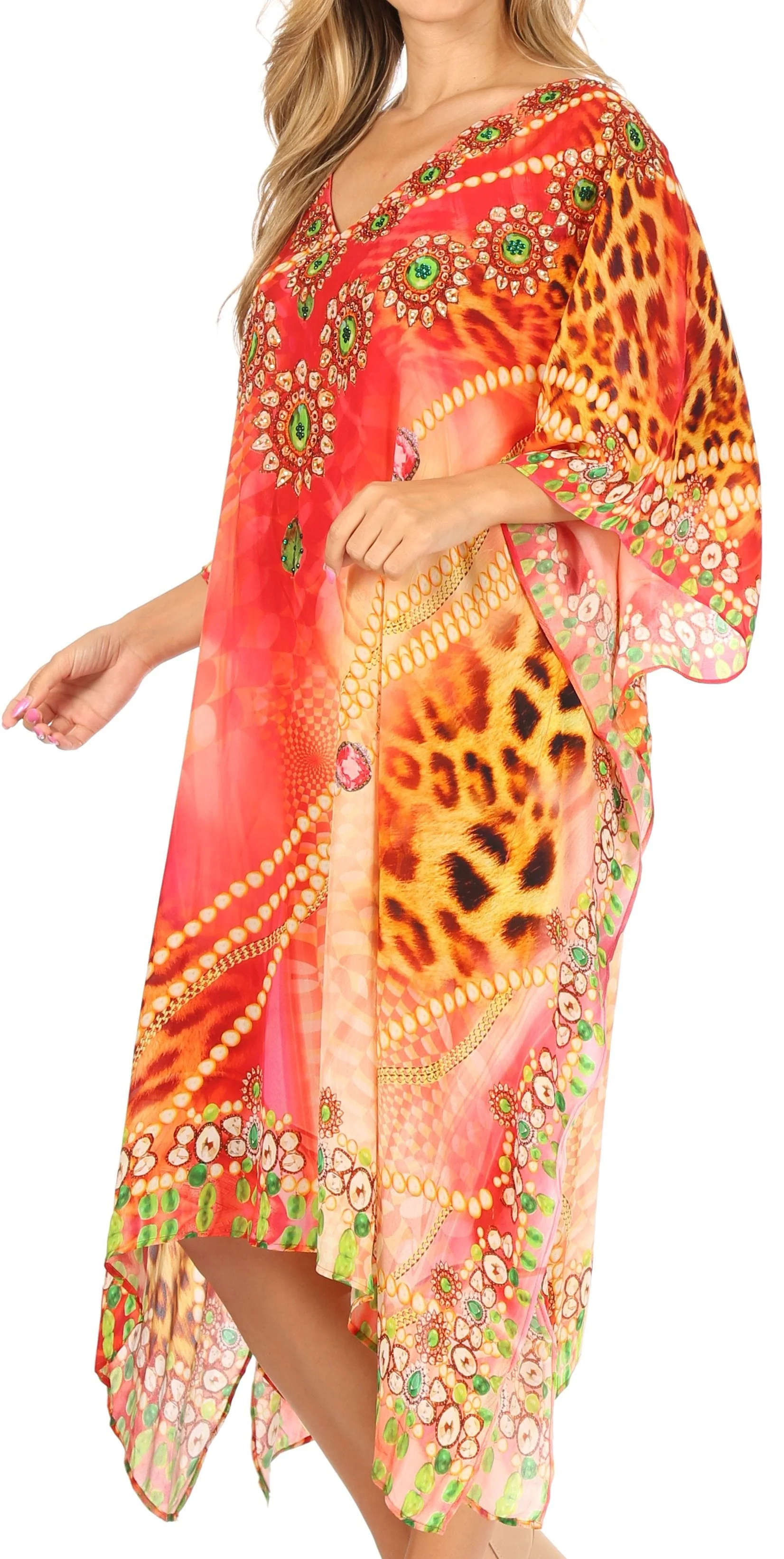 Sakkas MiuMiu Ligthweight Summer Printed Short Caftan Dress / Cover Up - Image 11