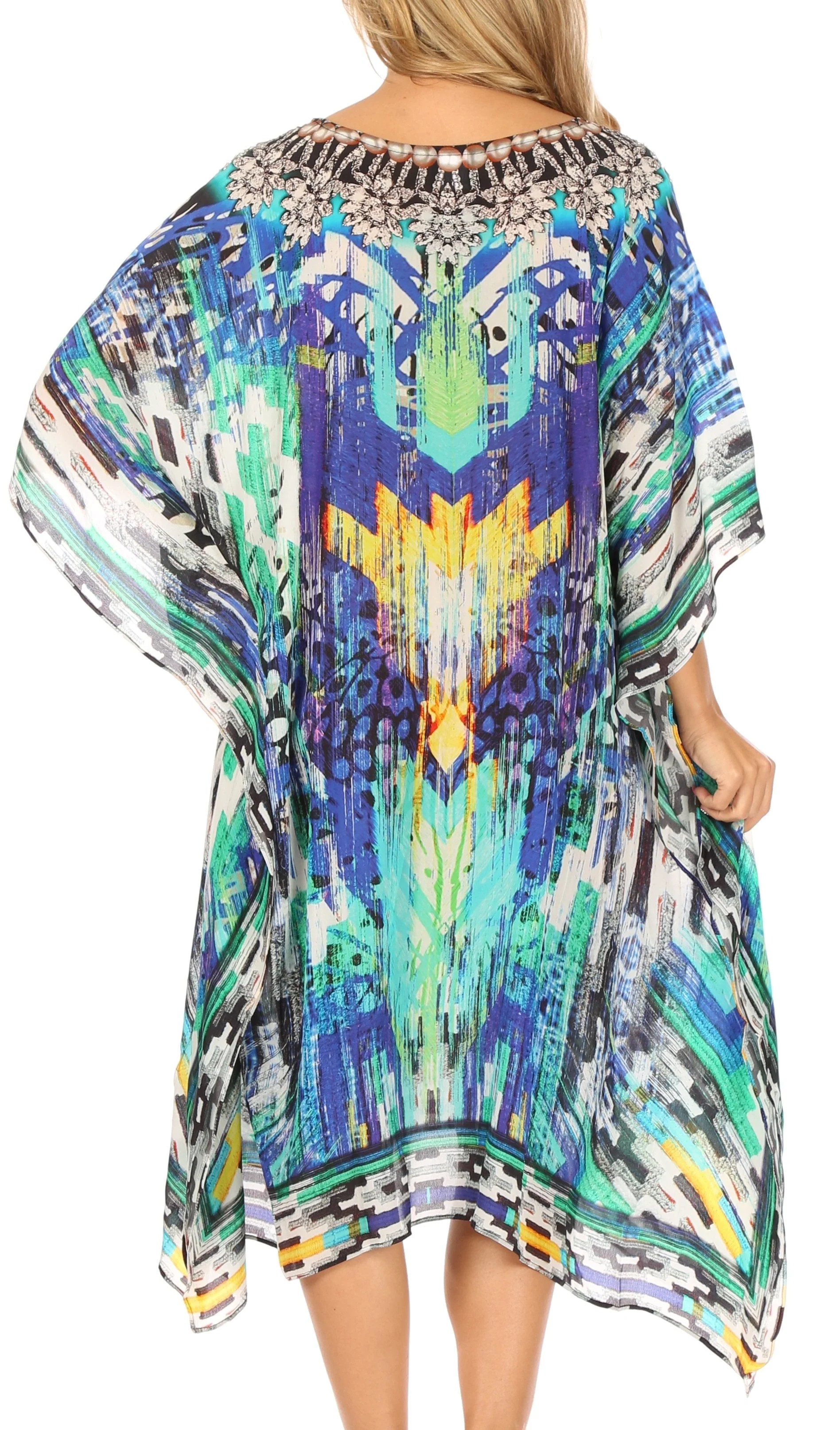 Sakkas MiuMiu Ligthweight Summer Printed Short Caftan Dress / Cover Up - Image 22