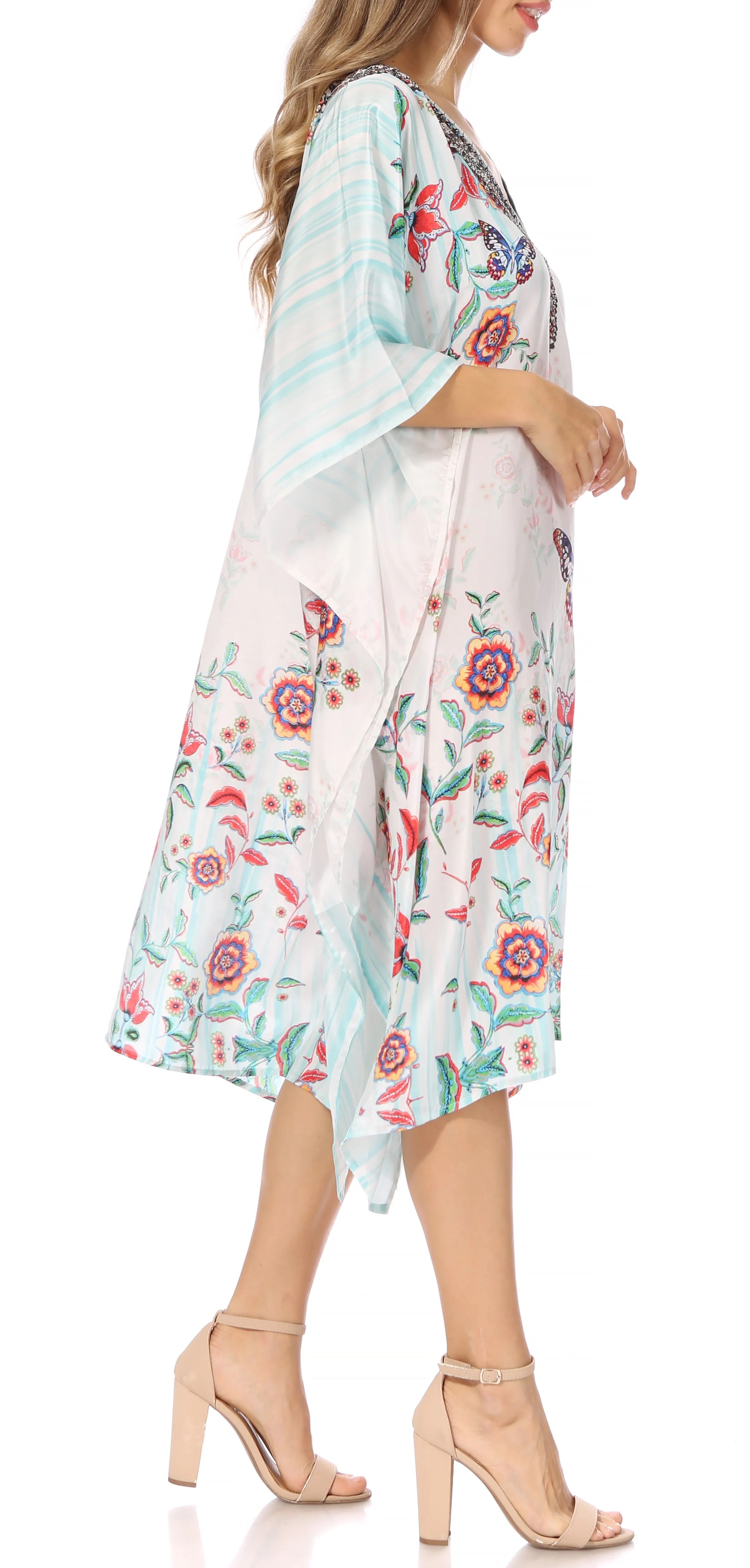 Sakkas MiuMiu Ligthweight Summer Printed Short Caftan Dress / Cover Up - Image 53