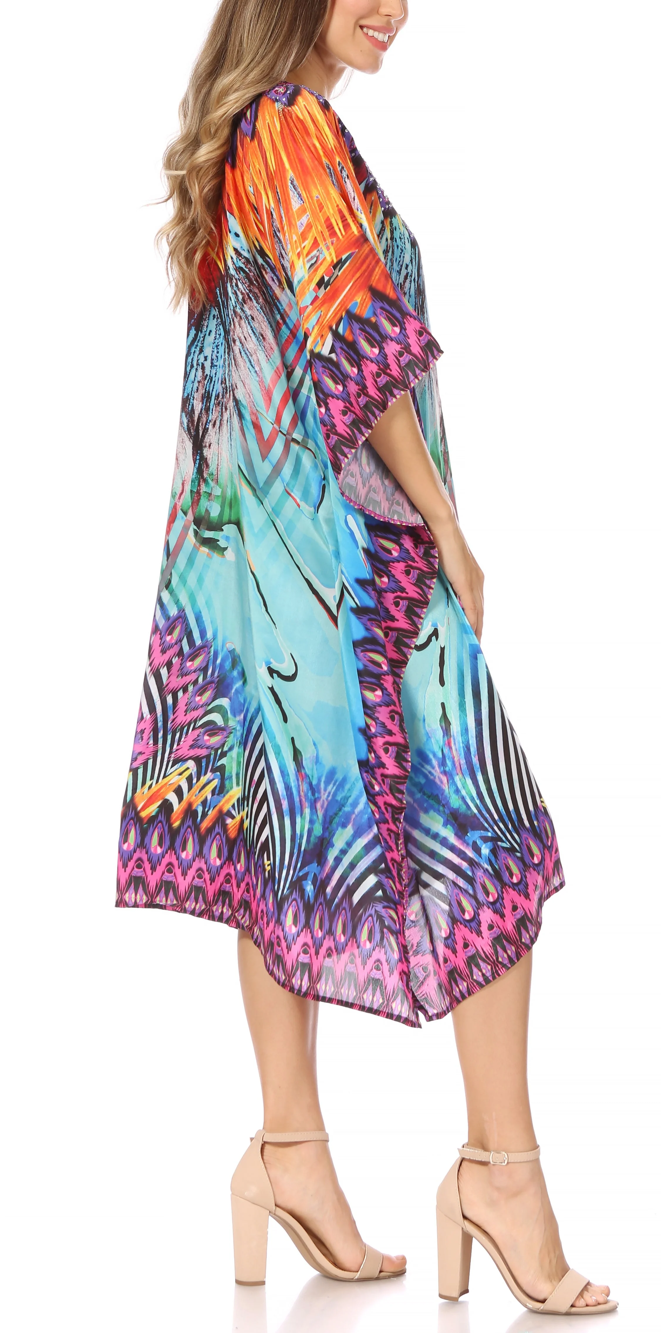 Sakkas MiuMiu Ligthweight Summer Printed Short Caftan Dress / Cover Up - Image 79