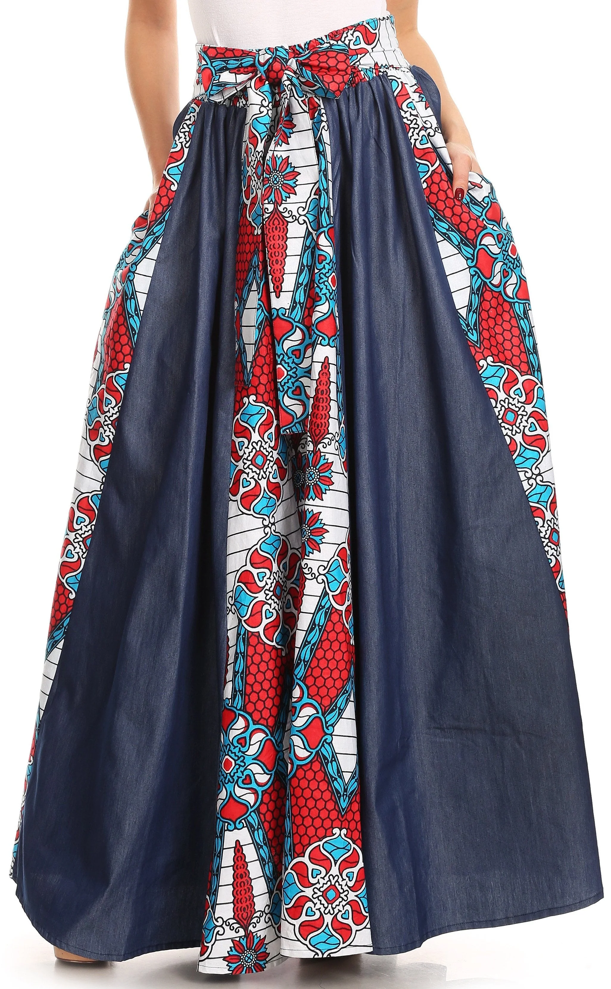 Sakkas Monifa Long Maxi Skirt Colorful Ankara Wax Dutch African Skirt Gorgeous - Image 21