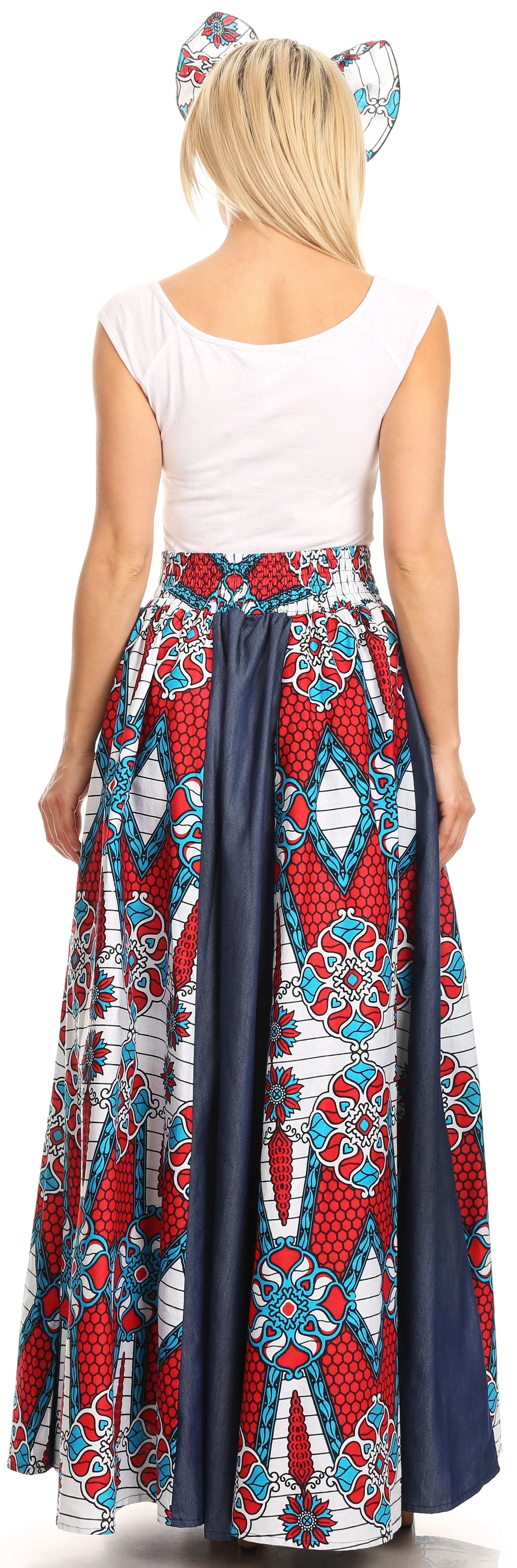 Sakkas Monifa Long Maxi Skirt Colorful Ankara Wax Dutch African Skirt Gorgeous - Image 22