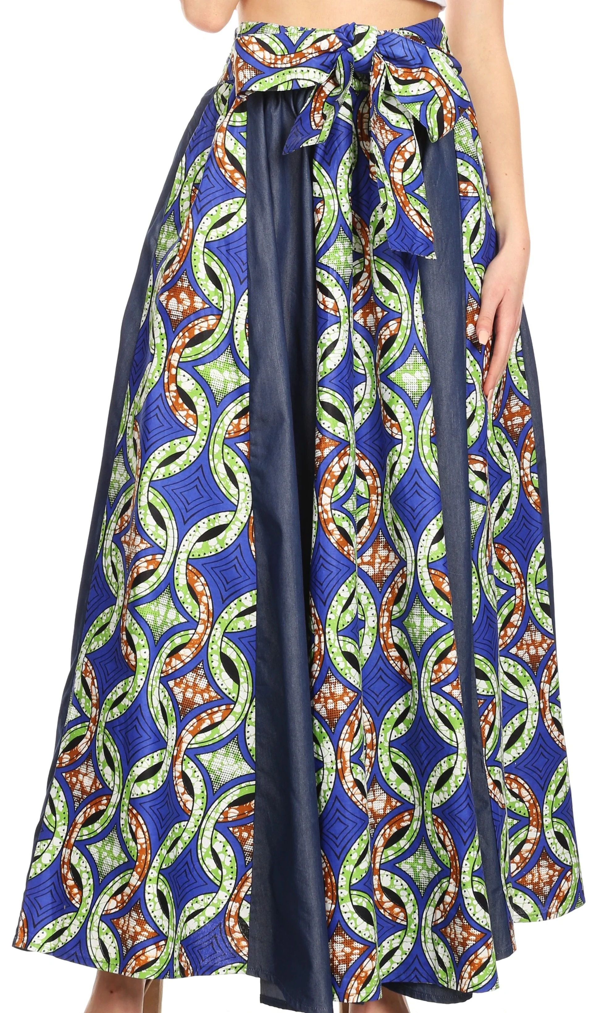Sakkas Monifa Long Maxi Skirt Colorful Ankara Wax Dutch African Skirt Gorgeous - Image 27