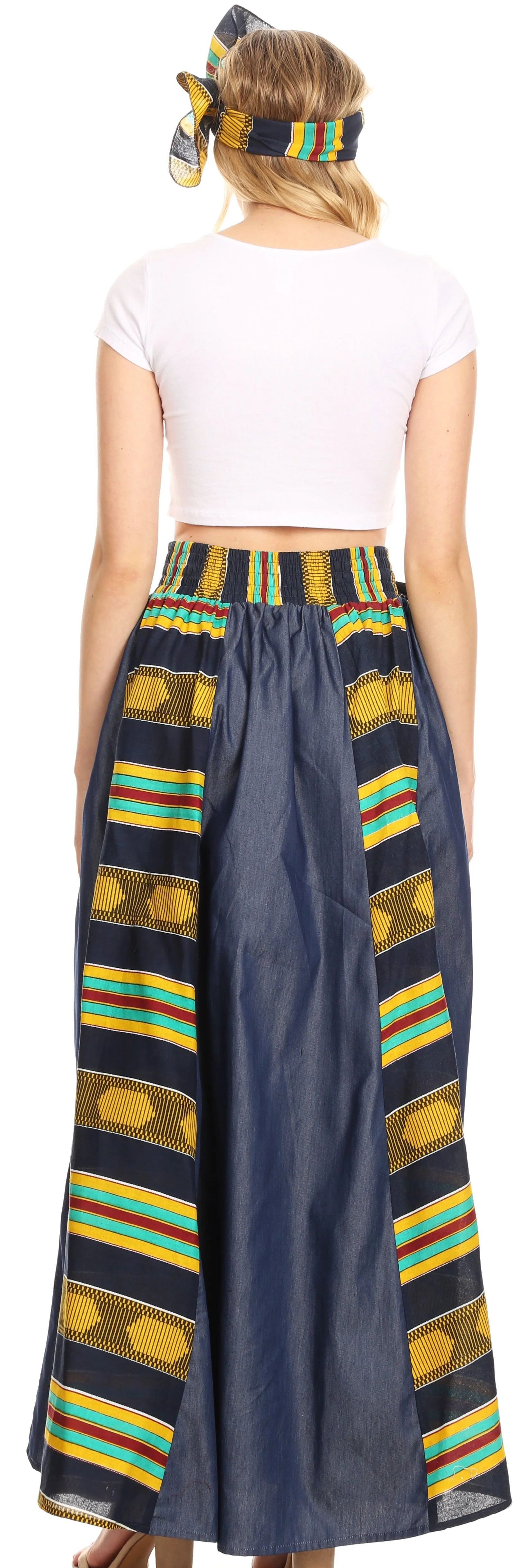 Sakkas Monifa Long Maxi Skirt Colorful Ankara Wax Dutch African Skirt Gorgeous - Image 28