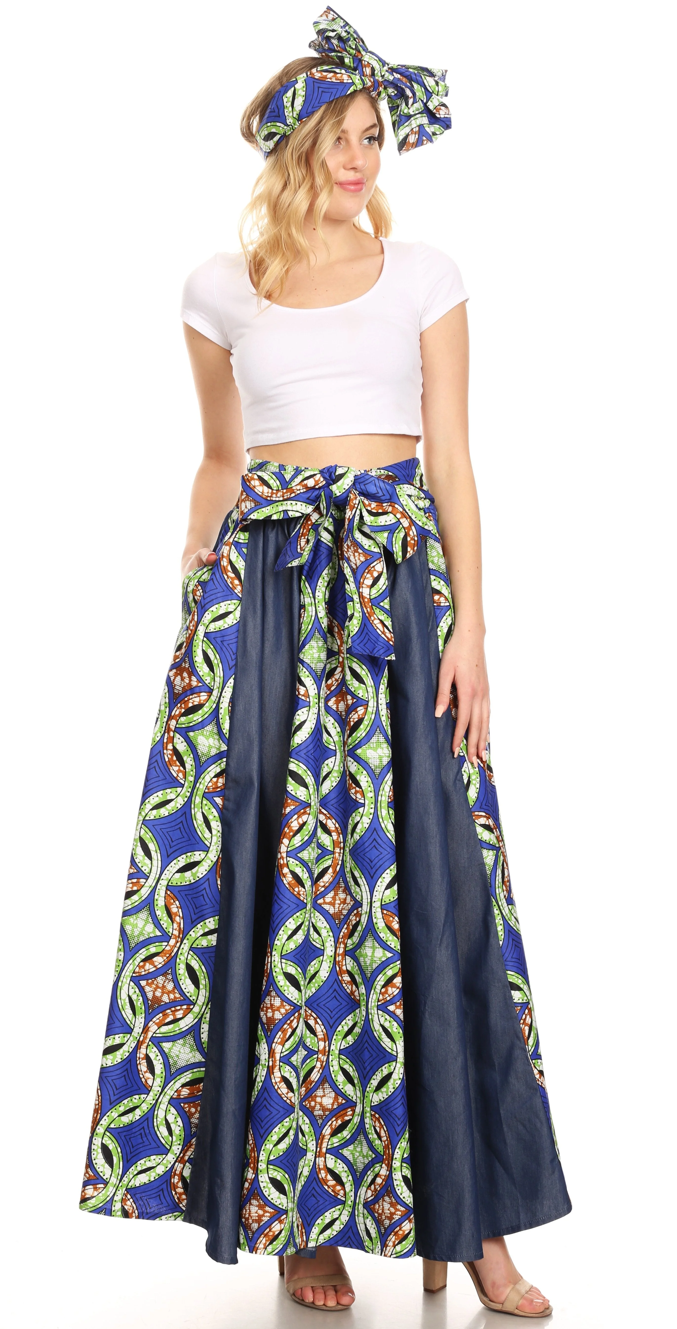 Sakkas Monifa Long Maxi Skirt Colorful Ankara Wax Dutch African Skirt Gorgeous - Image 35