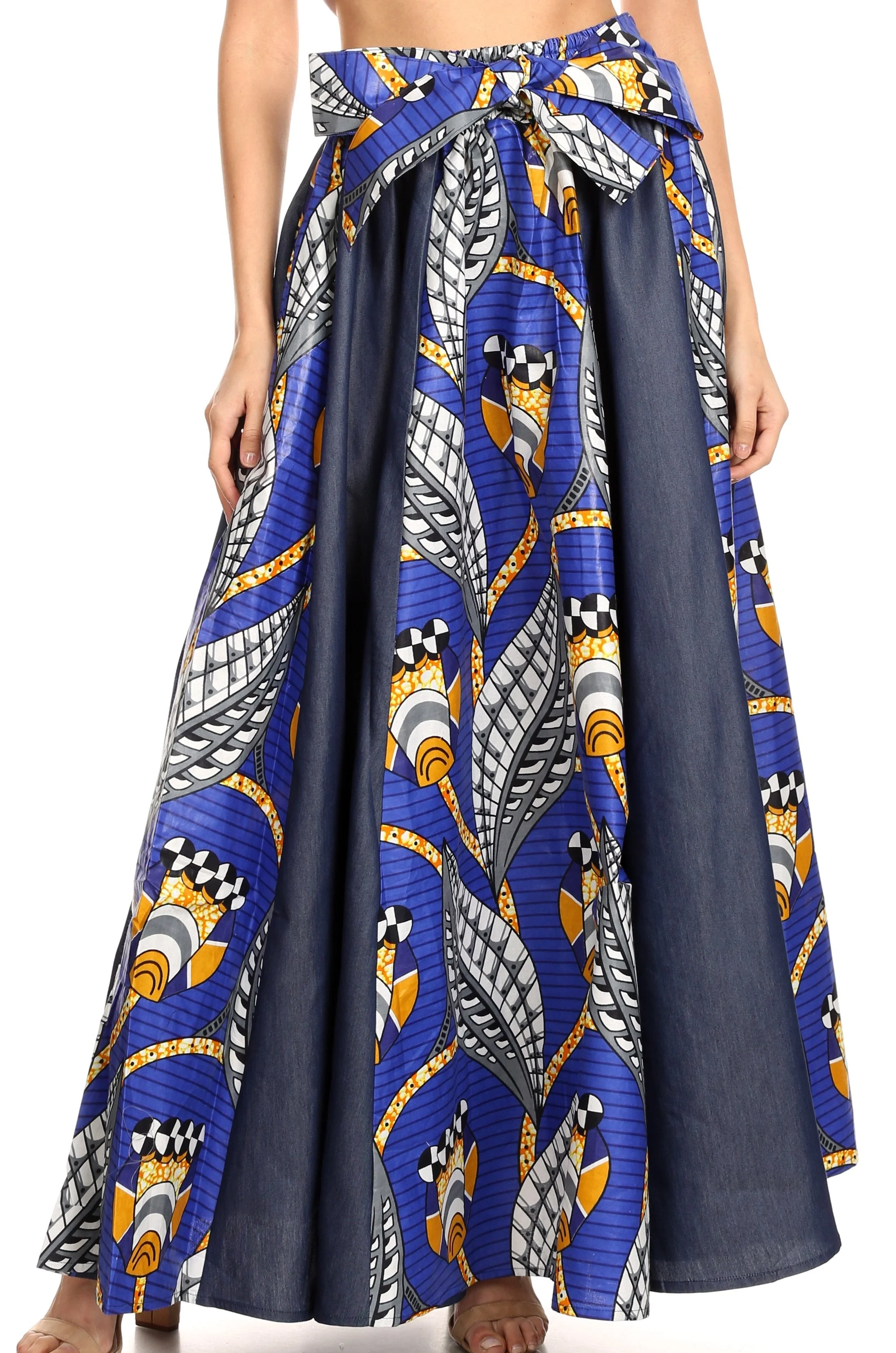 Sakkas Monifa Long Maxi Skirt Colorful Ankara Wax Dutch African Skirt Gorgeous - Image 43