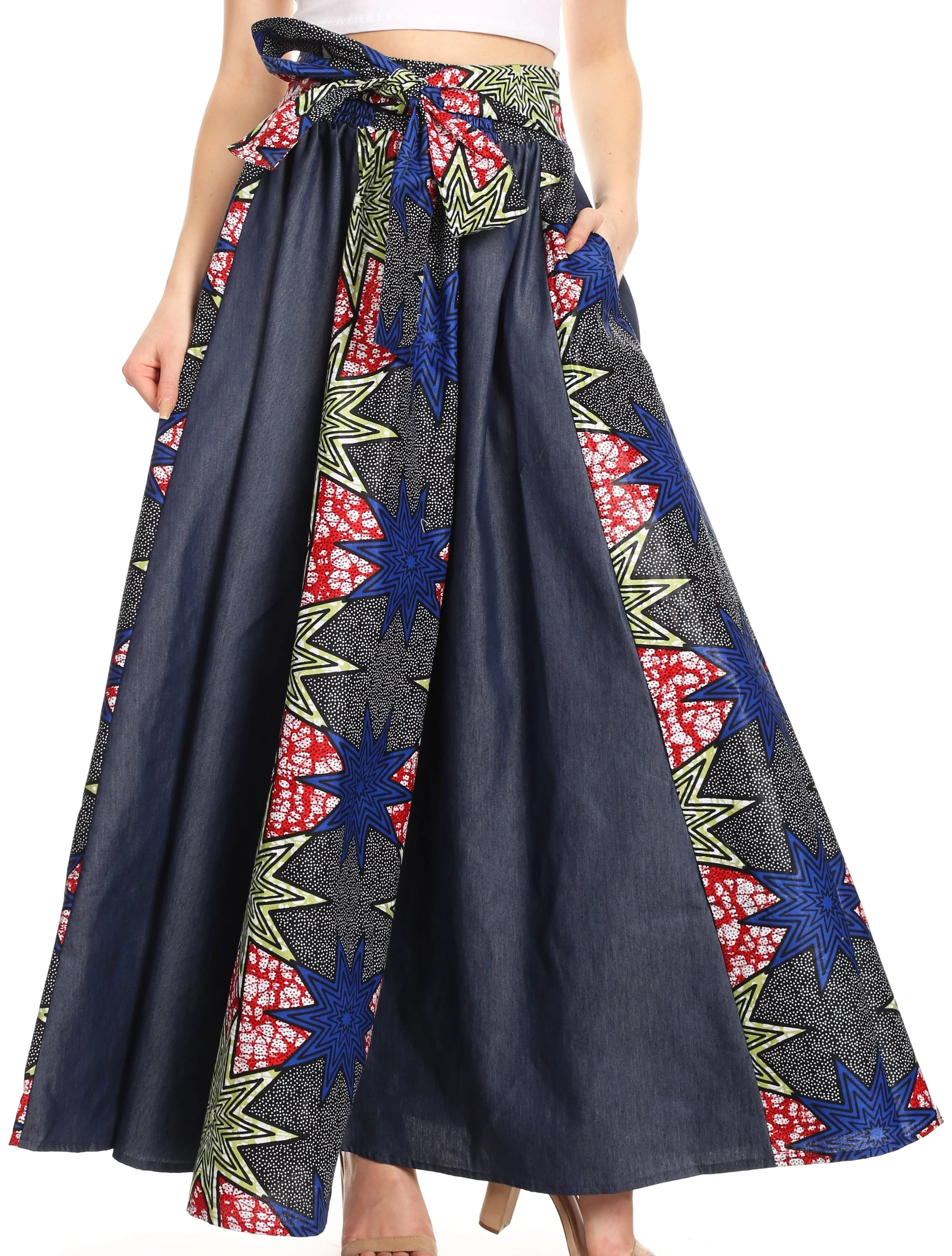 Sakkas Monifa Long Maxi Skirt Colorful Ankara Wax Dutch African Skirt Gorgeous - Image 55