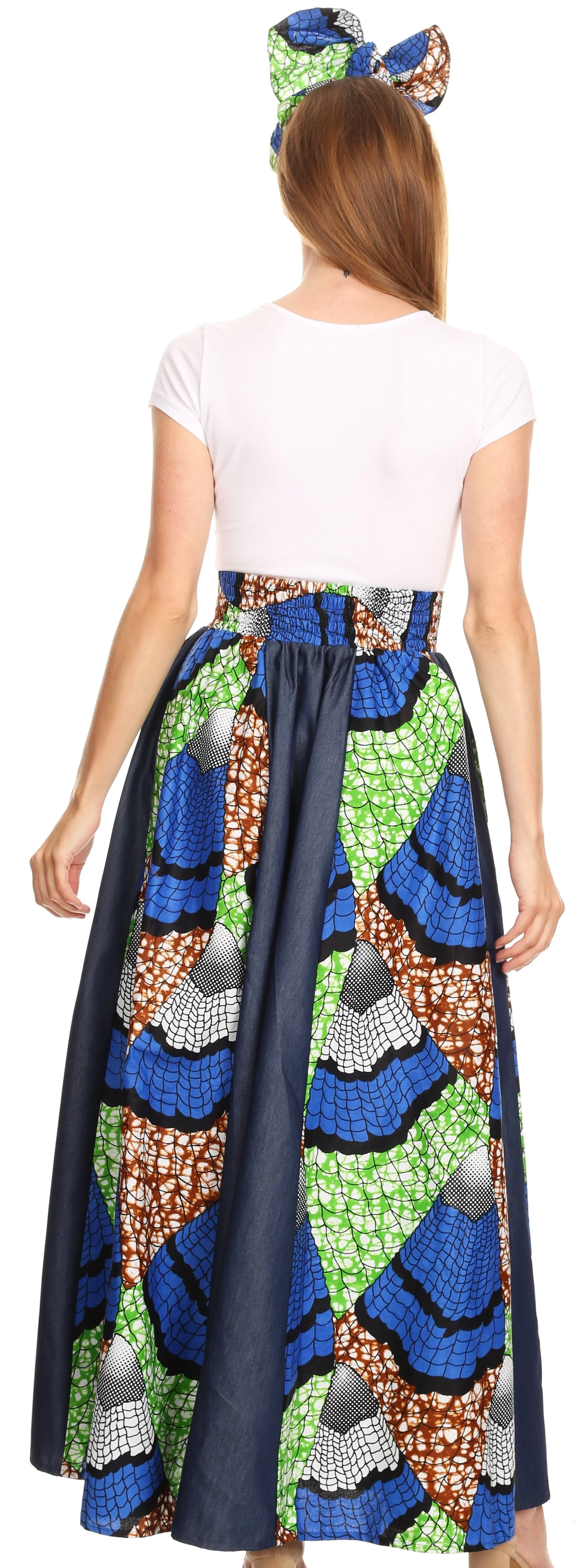 Sakkas Monifa Long Maxi Skirt Colorful Ankara Wax Dutch African Skirt Gorgeous - Image 57