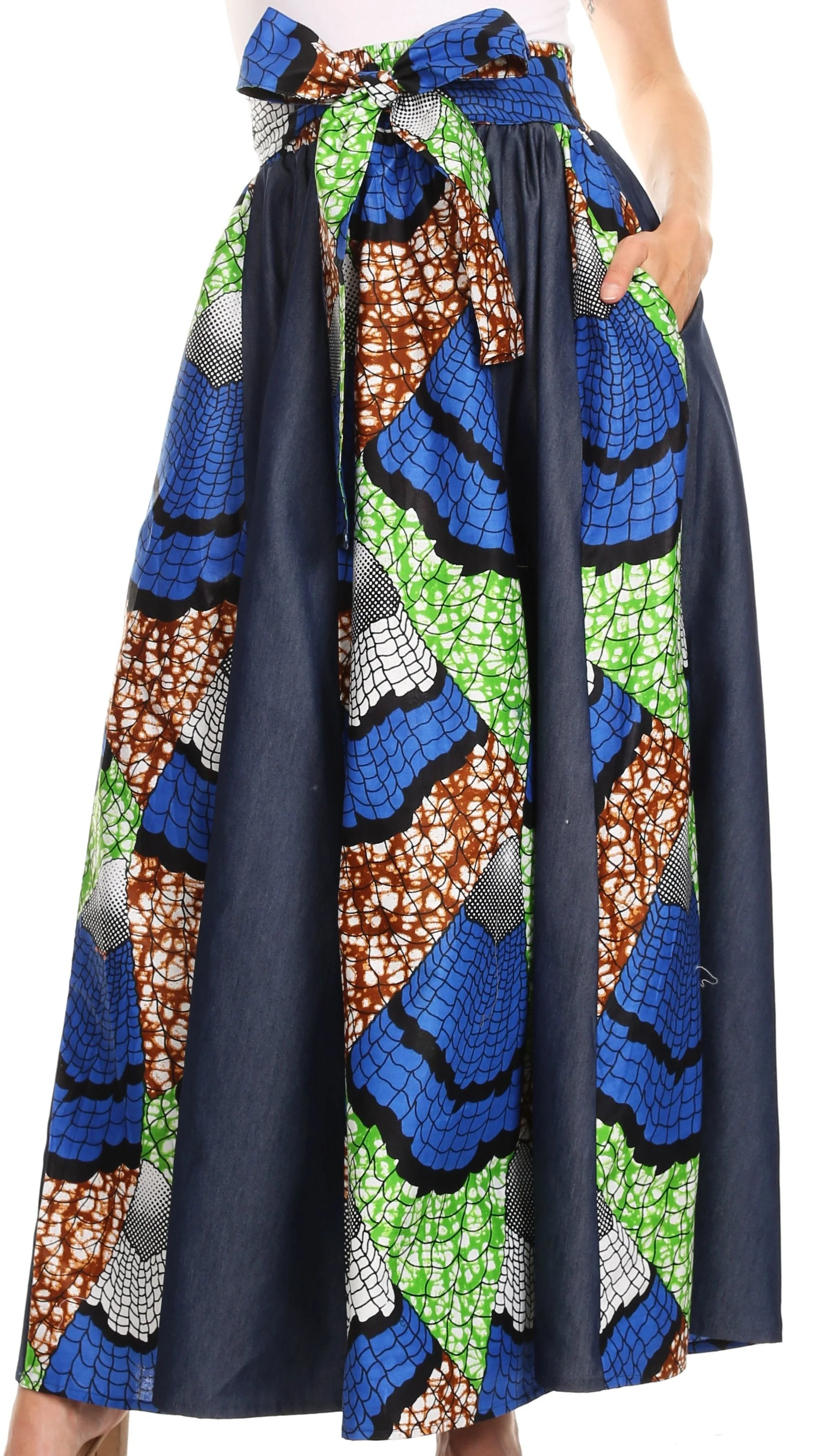 Sakkas Monifa Long Maxi Skirt Colorful Ankara Wax Dutch African Skirt Gorgeous - Image 59