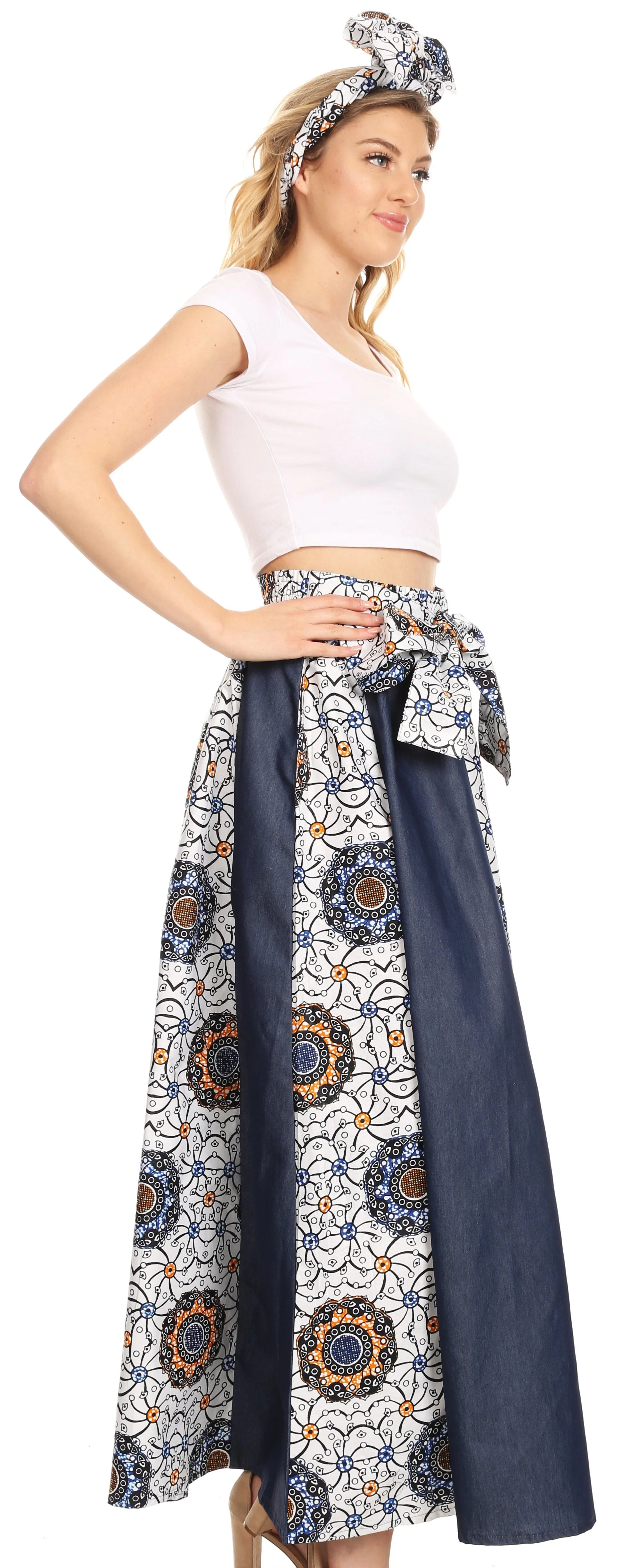 Sakkas Monifa Long Maxi Skirt Colorful Ankara Wax Dutch African Skirt Gorgeous - Image 66