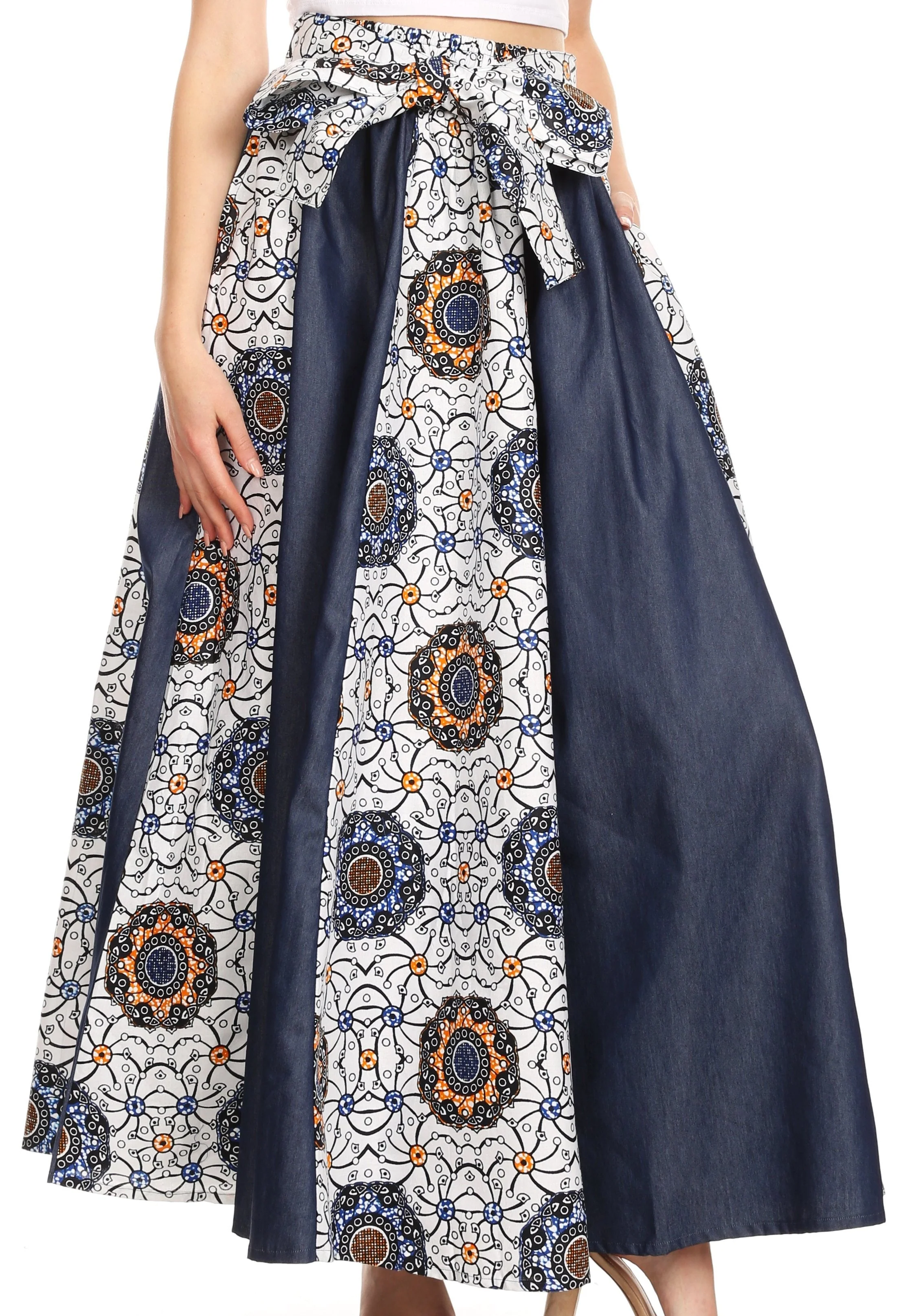 Sakkas Monifa Long Maxi Skirt Colorful Ankara Wax Dutch African Skirt Gorgeous - Image 69