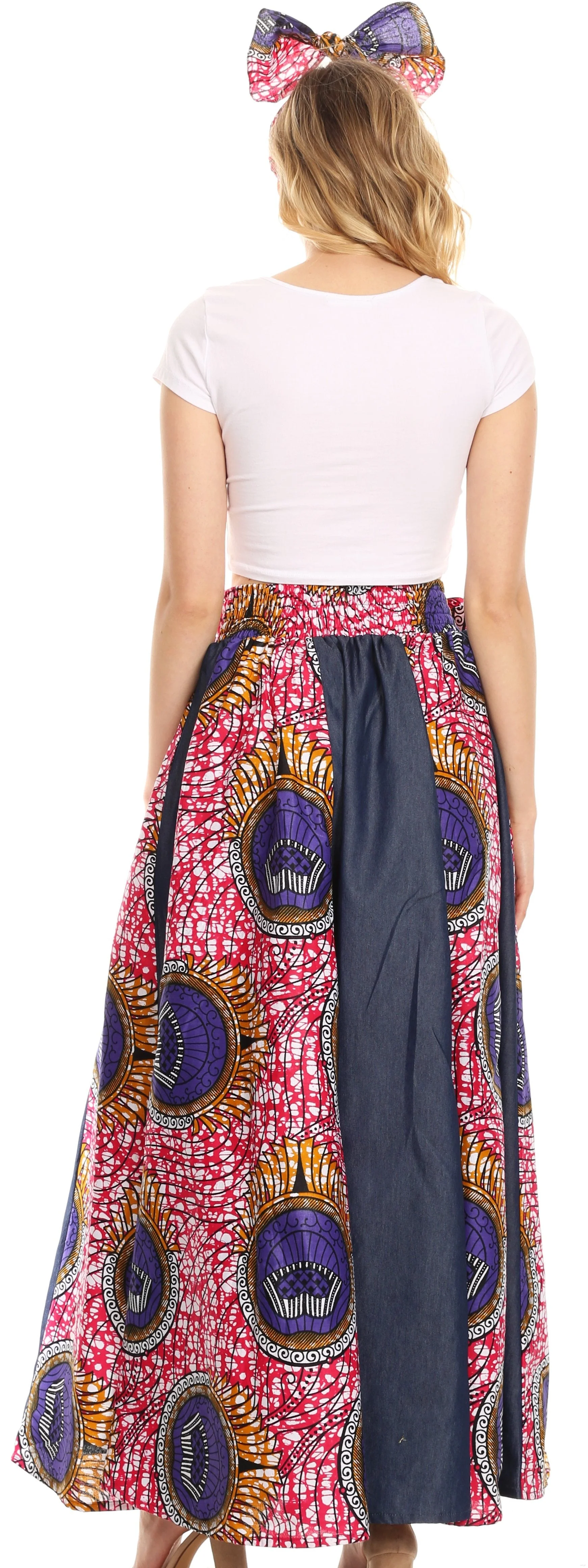 Sakkas Monifa Long Maxi Skirt Colorful Ankara Wax Dutch African Skirt Gorgeous - Image 72
