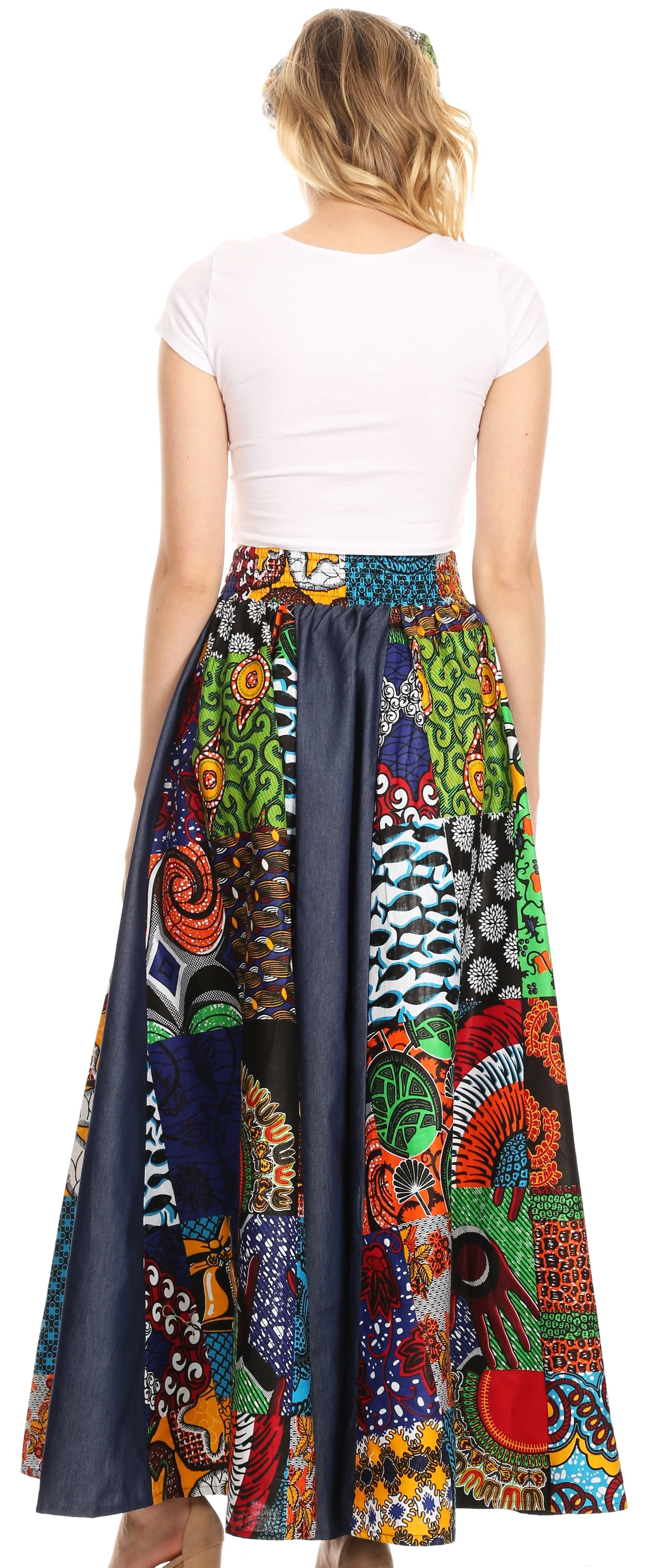 Sakkas Monifa Long Maxi Skirt Colorful Ankara Wax Dutch African Skirt Gorgeous - Image 77