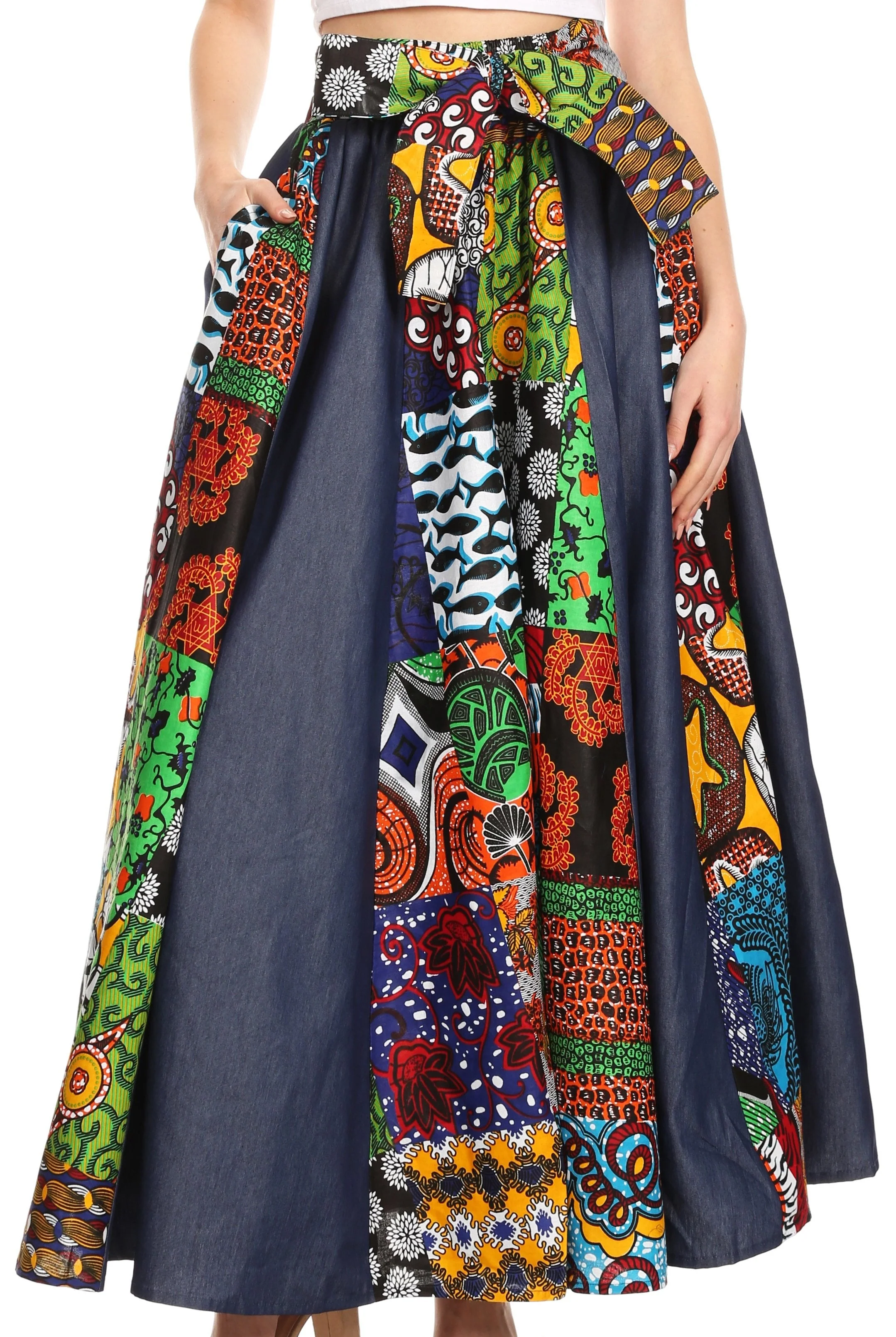 Sakkas Monifa Long Maxi Skirt Colorful Ankara Wax Dutch African Skirt Gorgeous - Image 79