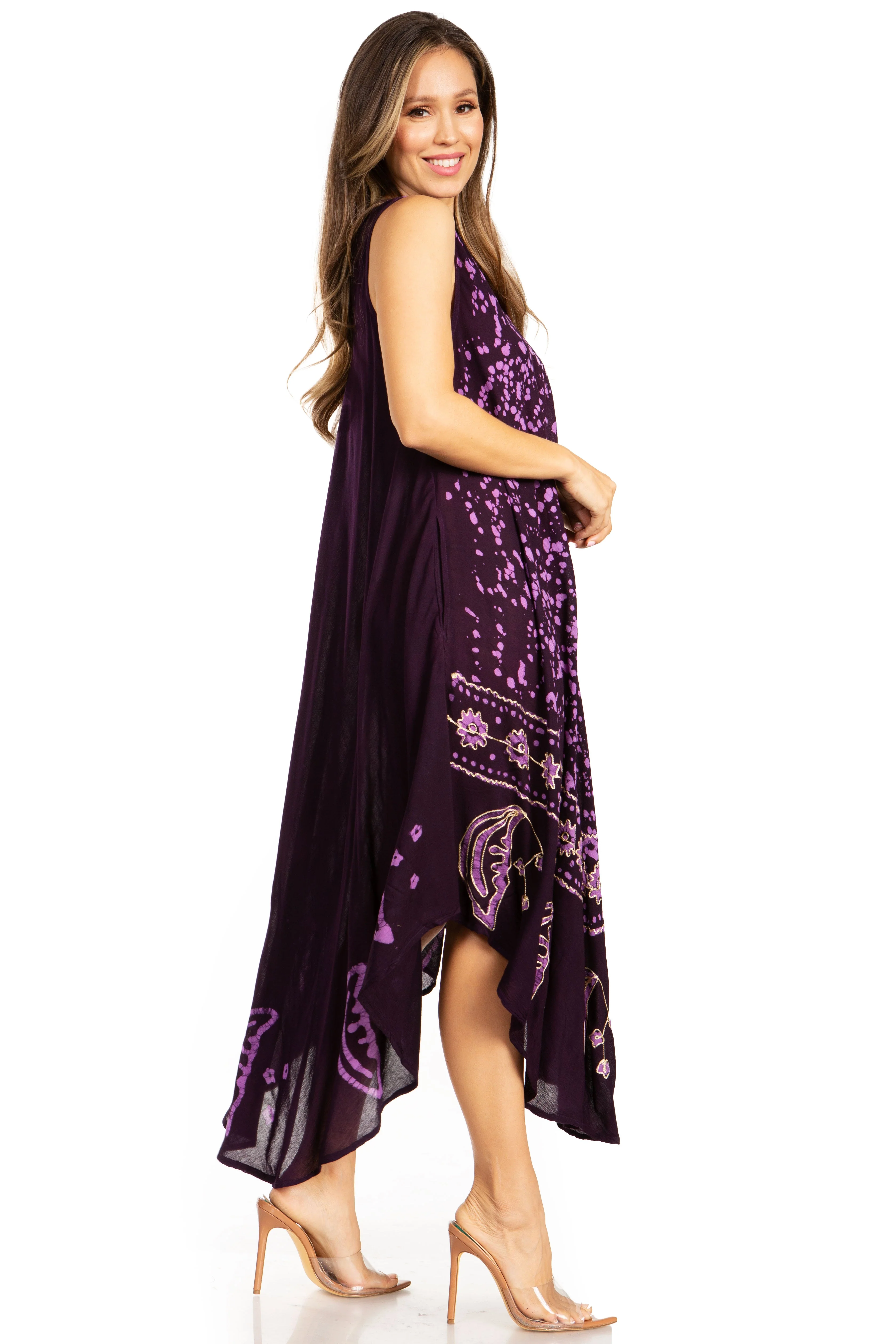 Sakkas Moon and Stars Batik Caftan Tank Dress / Cover Up - Image 101